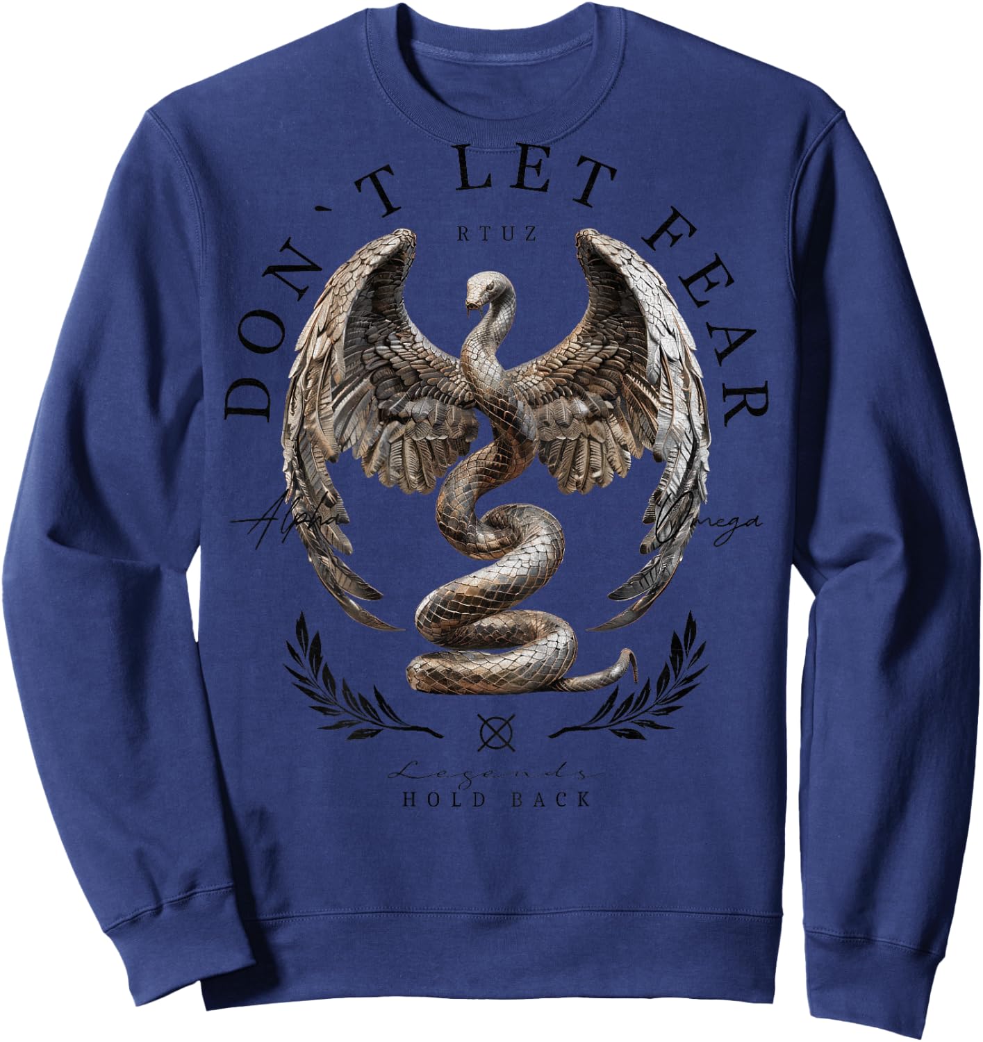 Hip Hop Vintage Edgy Snake Y2K Backprint Streetwear Schlange Sweatshirt - Sweatshirt | Navy