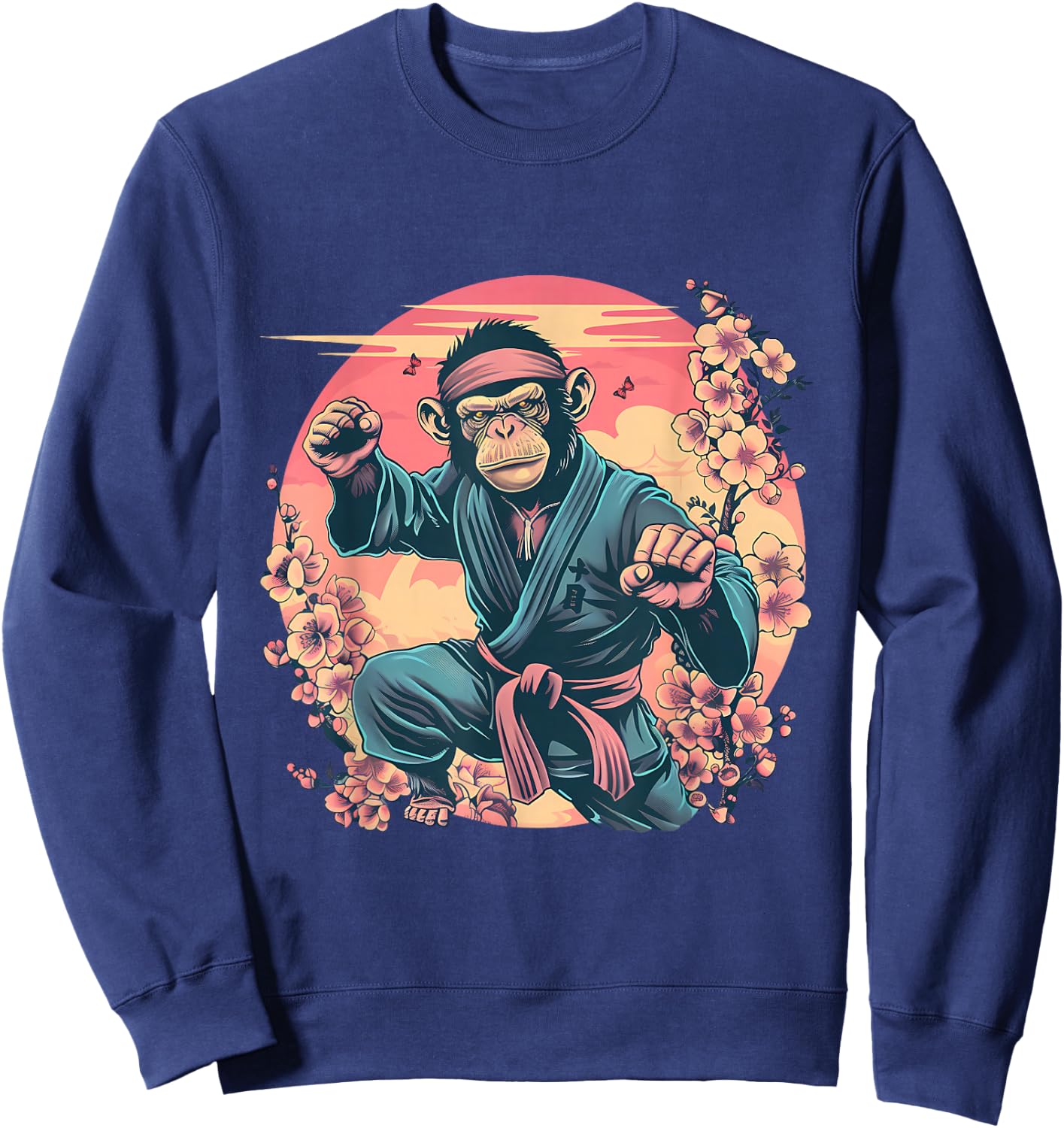 Karate Monkey Sakura Jiu-Jitsu MMA Martial Arts Kickboxing Sweatshirt - Sweatshirt | Navy