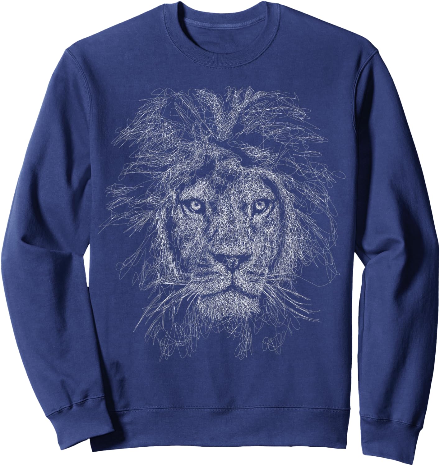 Lion face scribble black art for lover lions King of Animals Sweatshirt - Sweatshirt | Navy