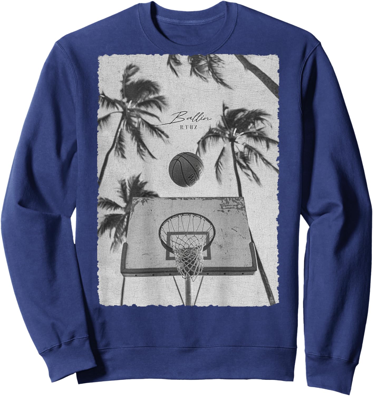 Basketball Hip Hop Urban Edgy Y2K Backprint Streetwear Sweatshirt - Sweatshirt | Navy