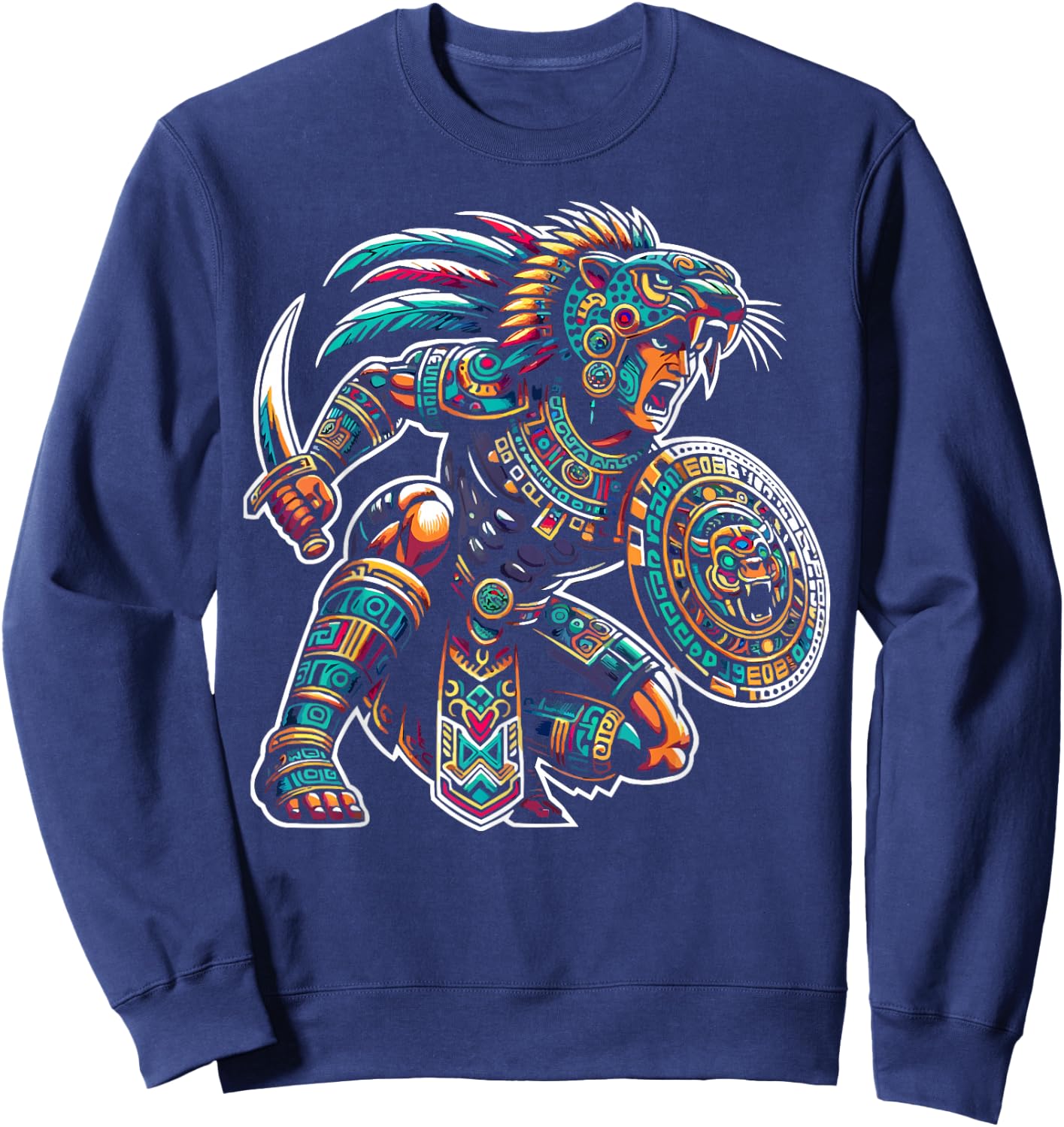 Aztec Jaguar Warrior Aztec Culture Mayan Indigenous Sweatshirt - Sweatshirt | Navy