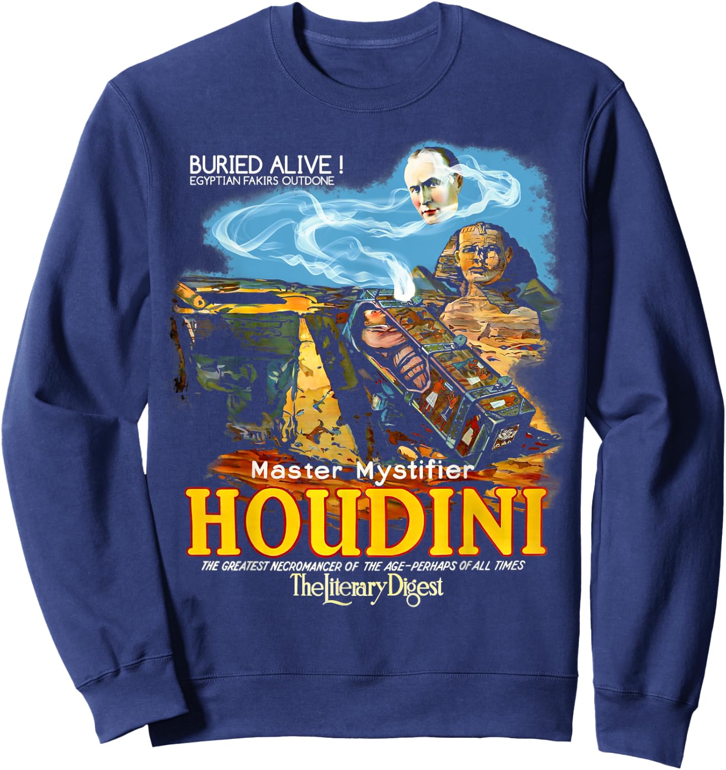 Vintage Magic Houdini Poster Stage Magician Gift Sweatshirt - Sweatshirt | Navy