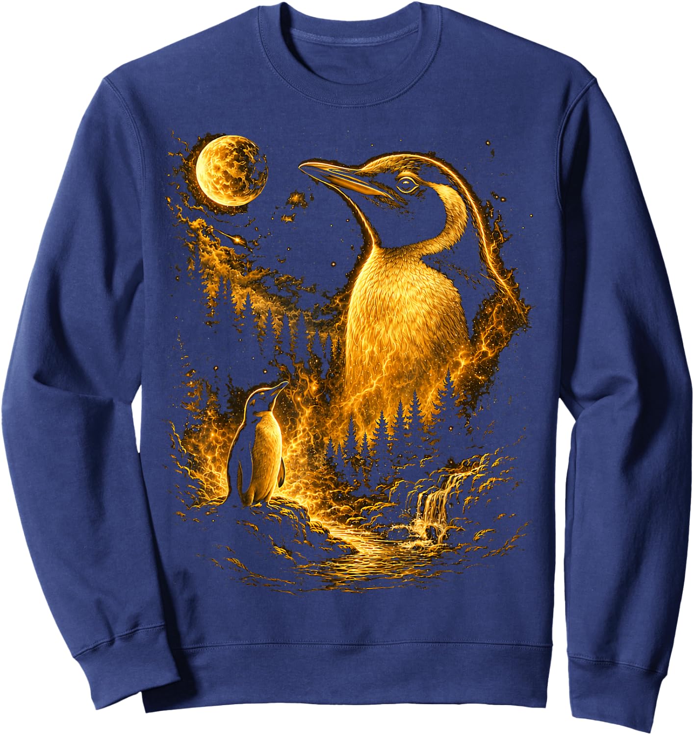 Cute Penguin Men Boys Vintage Nature Sweatshirt - Sweatshirt | Navy