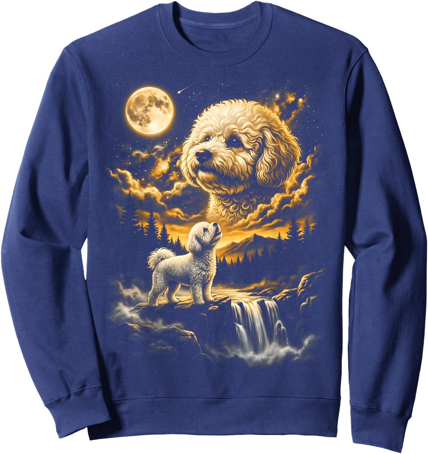 Bichon Frise Howling to The Moon Sweatshirt - Sweatshirt | Navy