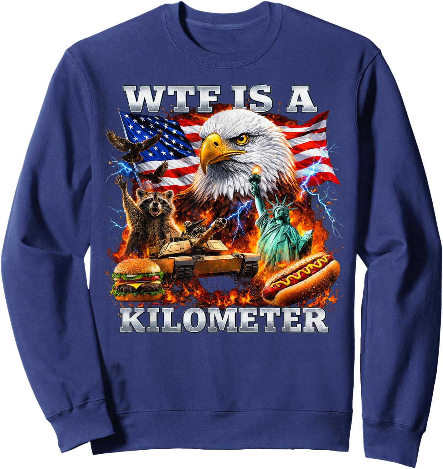 WTF is A Kilometer 4th of July Sweatshirt - Sweatshirt | Navy