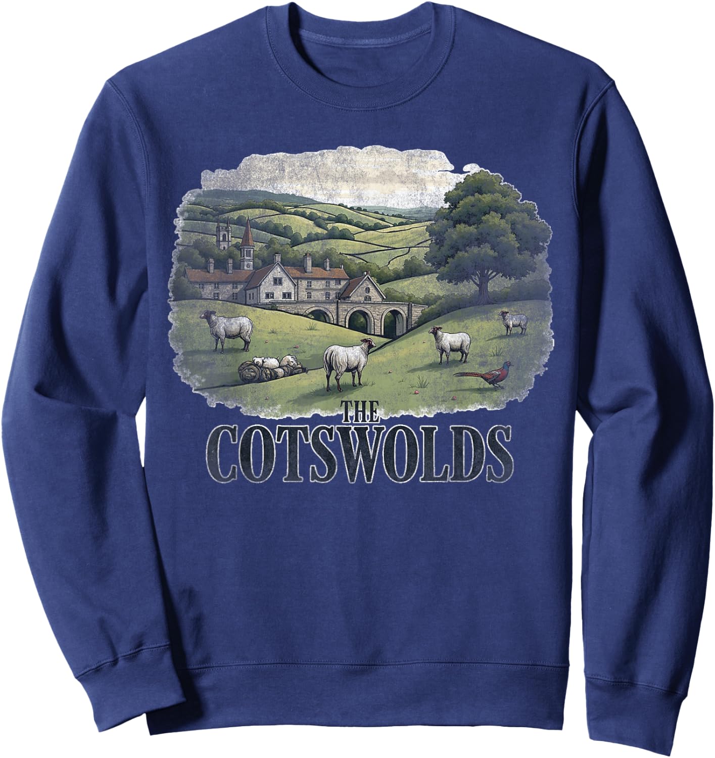 Retro The Cotswolds Landscape Vintage Souvenir Sweatshirt - Sweatshirt | Navy