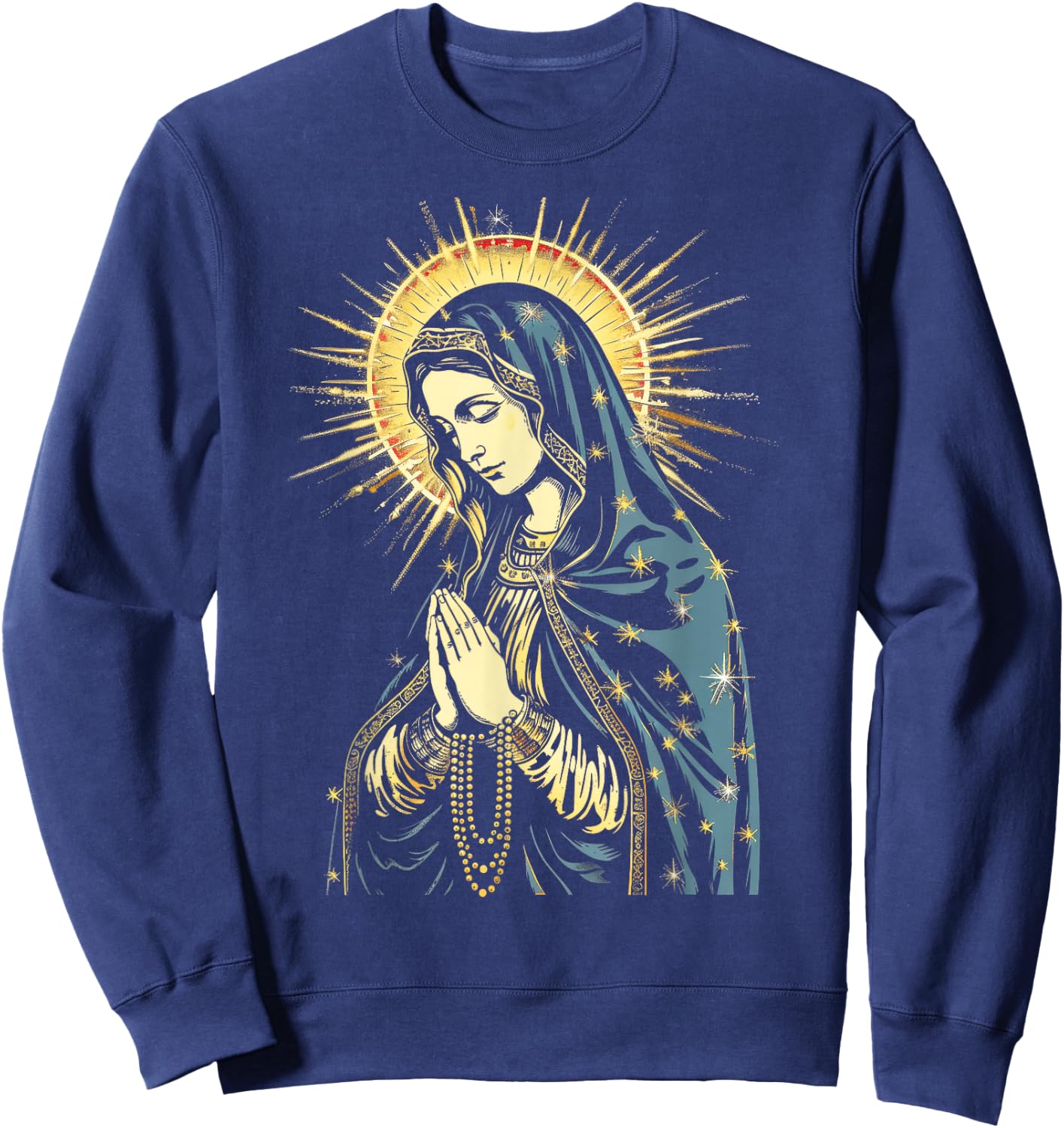 Jungfrau Maria, religiös, spirituell, betend, katholisch Sweatshirt - Sweatshirt | Navy