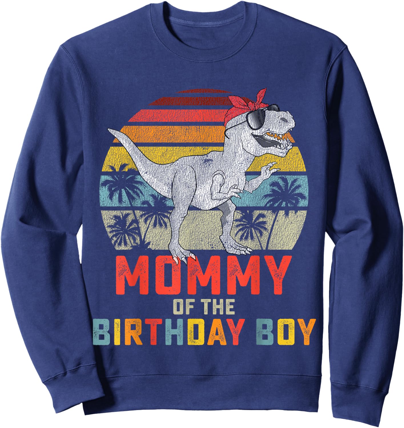 Mommy Dinosaur Birthday Boy Mom Matching Family Small Sweatshirt - Sweatshirt | Navy