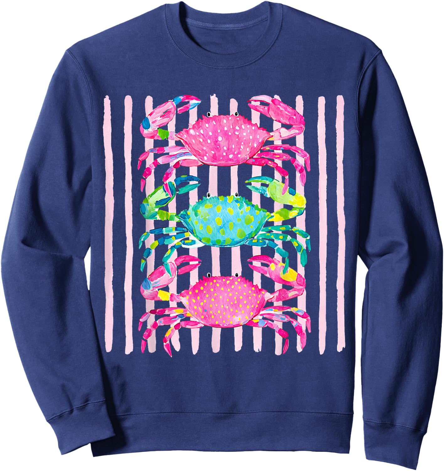 Funny Coastal Crab Beach Vibes Summer Vacation Girls Women Sweatshirt - Sweatshirt | Navy
