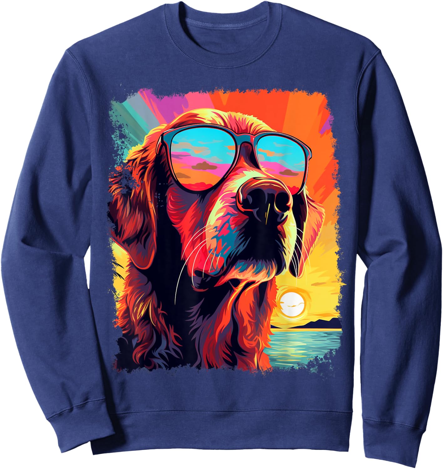 Golden Retriever Hawaiian Sweatshirt - Sweatshirt | Navy