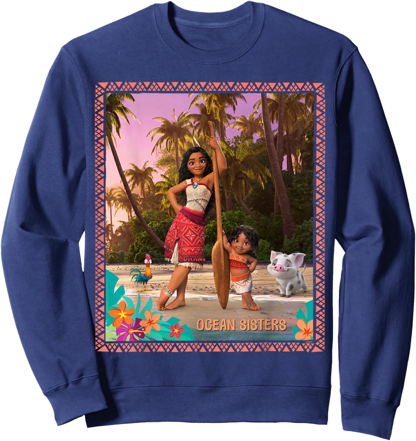 Disney Moana 2 Moana and Simea Pua Heihei Ocean Sisters , Black, S Sweatshirt - Sweatshirt | Navy
