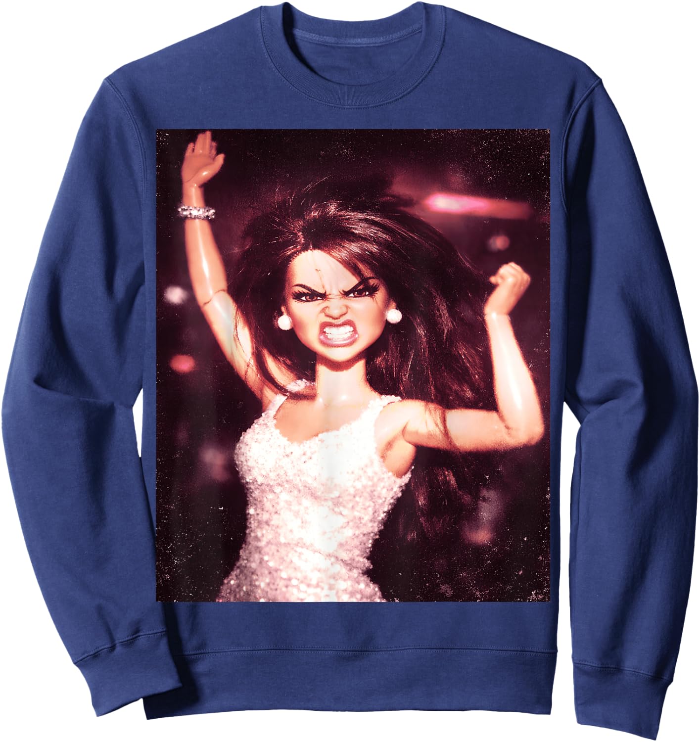 Angry Doll Girl Party Funny Doll Face Meme Sweatshirt - Sweatshirt | Navy