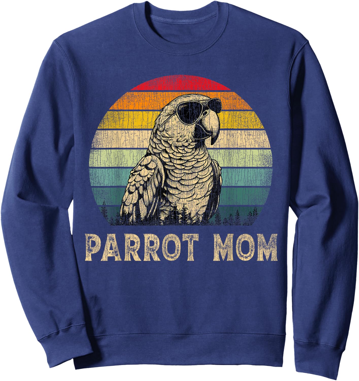 Vintage Parrot Mom Parrot Lovers Mommy Mother's Day Sweatshirt - Sweatshirt | Navy