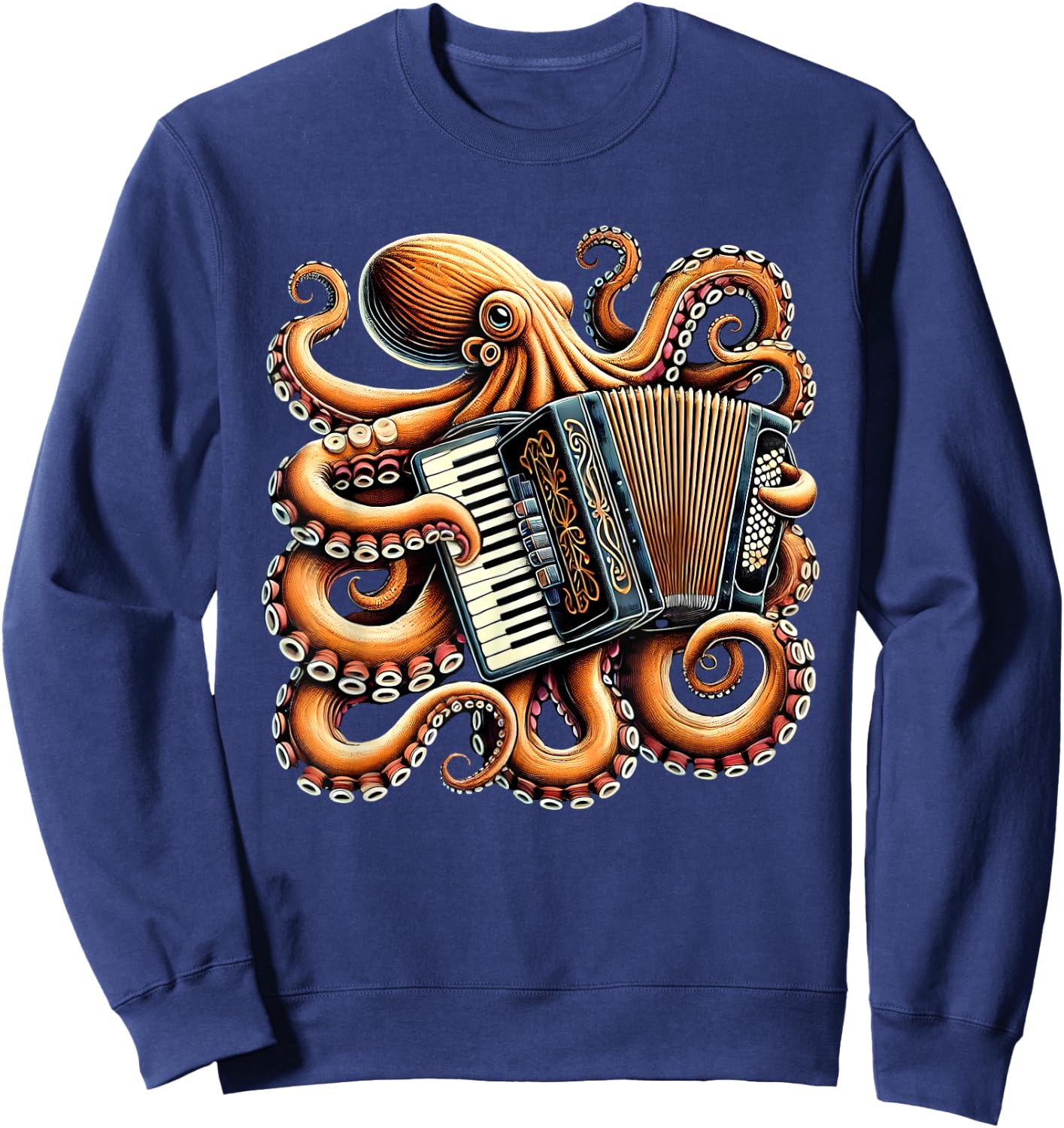 Octopus Playing Accordion Accordionist Accordion Player Sweatshirt - Sweatshirt | Navy