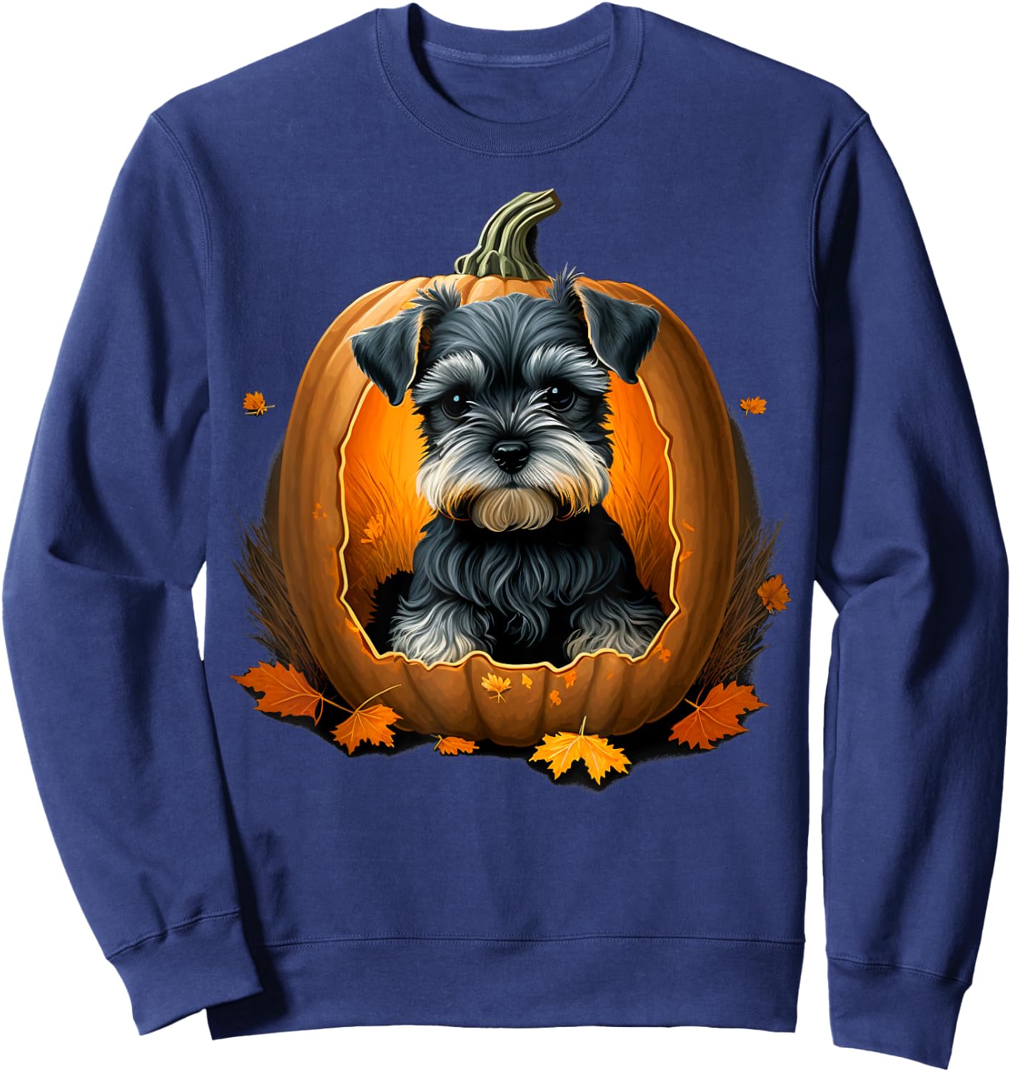 Dwarf Schnauzer costume on Miniature Schnauzer Halloween Sweatshirt - Sweatshirt | Navy