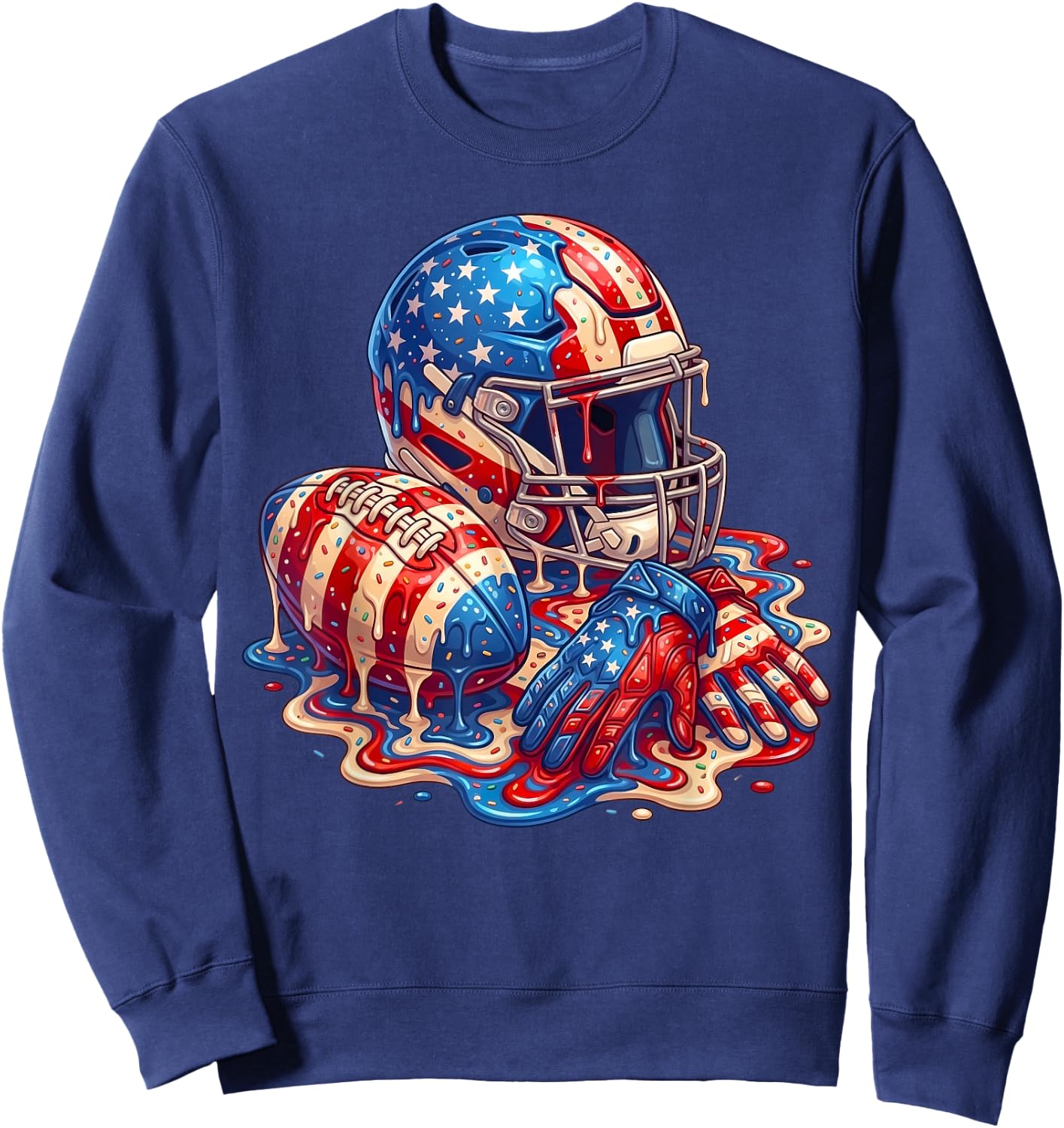 Football Drip for Boys Kids Youth American Flag 4th of July Sweatshirt - Sweatshirt | Navy