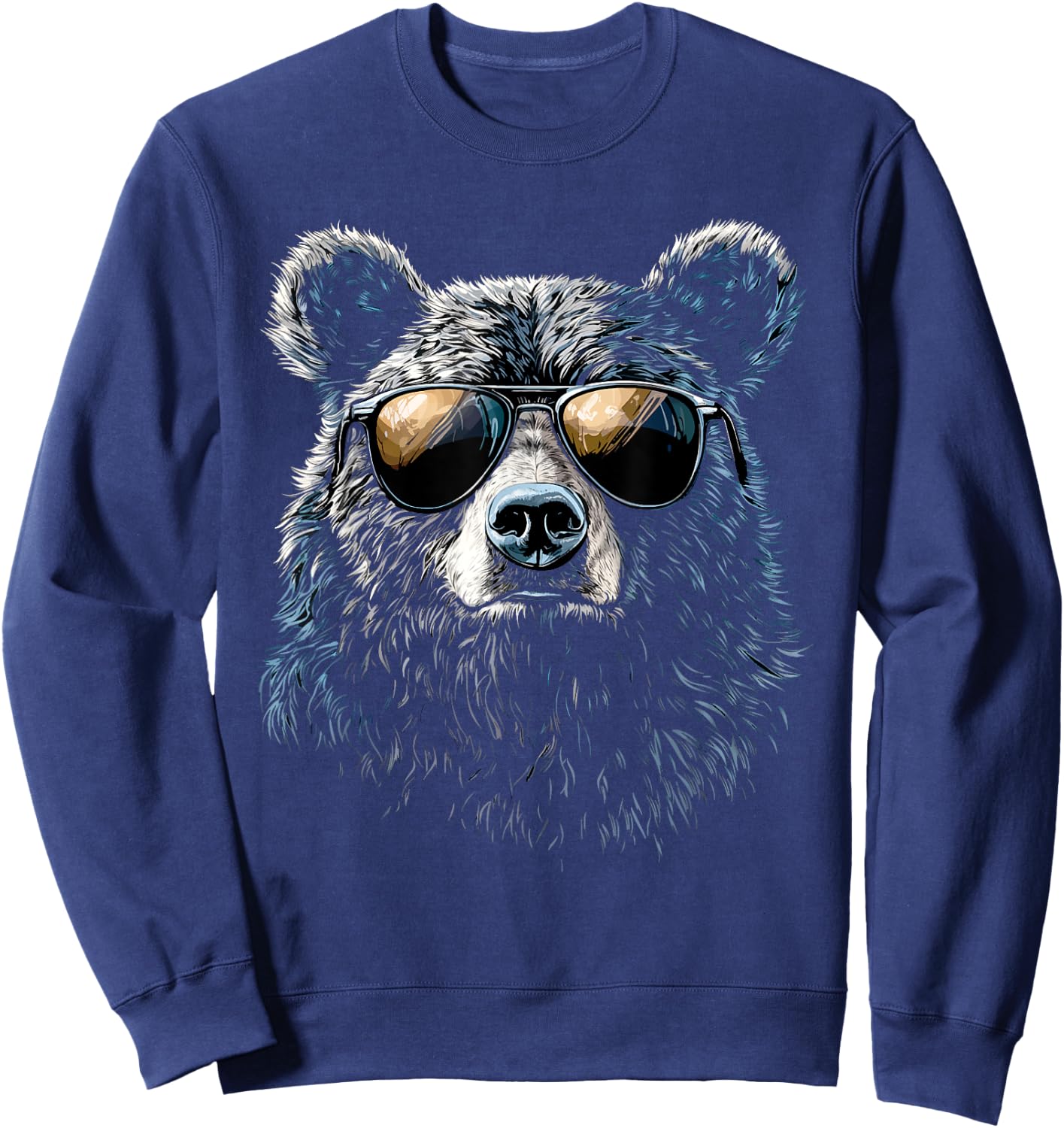 Cool Bear Portrait with Sunglasses Illustration Bear , black Sweatshirt - Sweatshirt | Navy