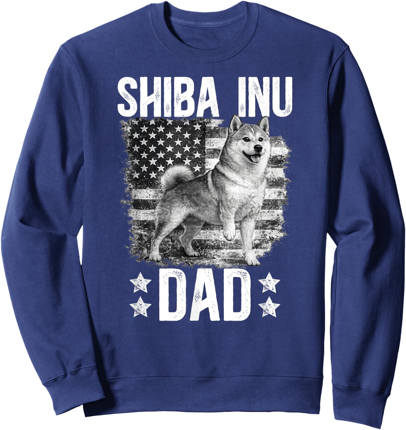 Shiba Inu Dad US Flag Shiba Inu Owner Shiba Inu Lover Sweatshirt - Sweatshirt | Navy