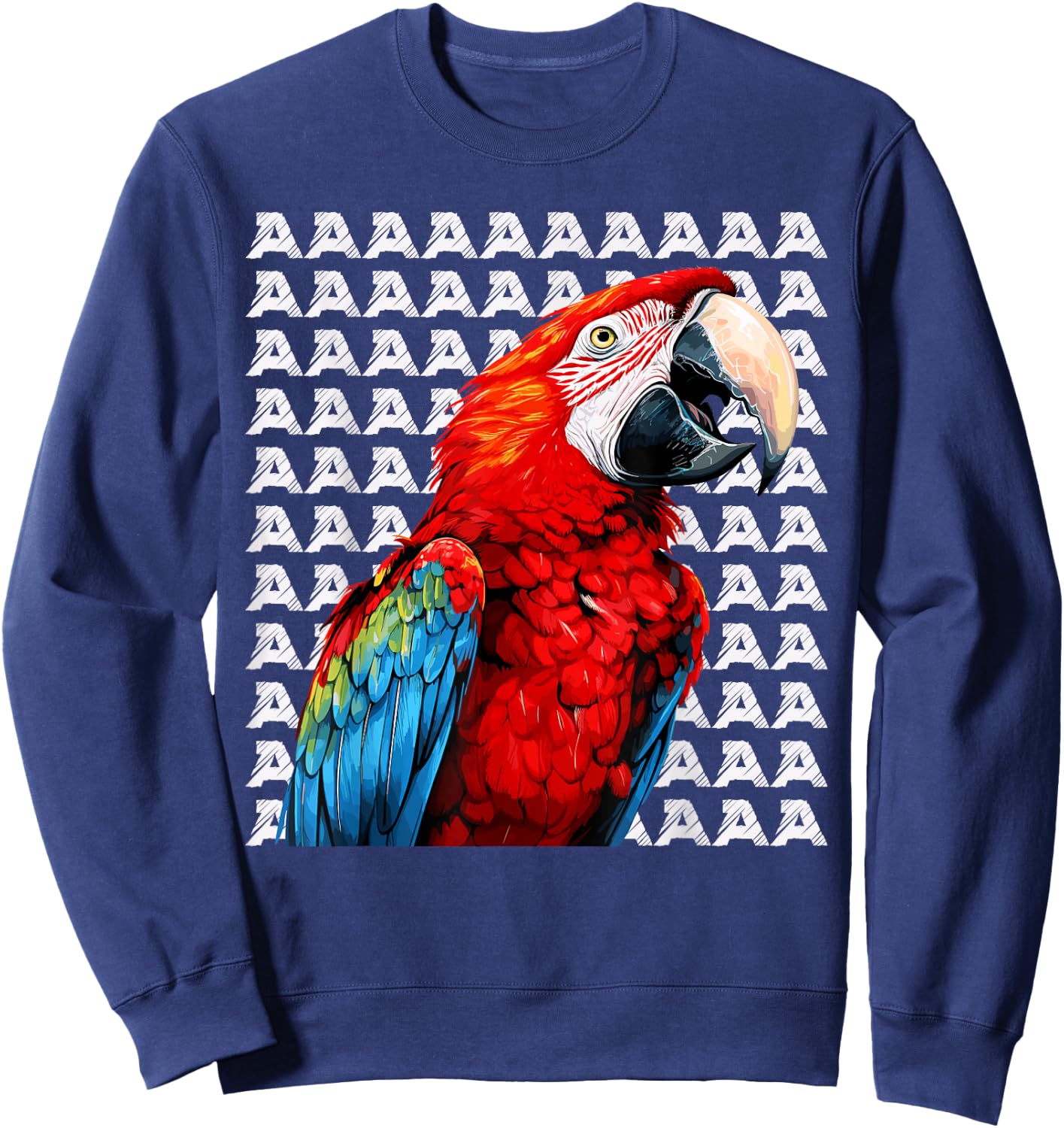 Macaw Parrot, Scarlet Macaw Screaming, Funny Macaw Sweatshirt - Sweatshirt | Navy
