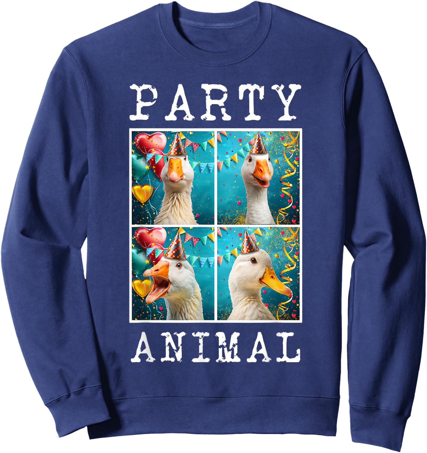 Ducks Face Colorful Farm Animal Party Hat Funny Duck Farming Sweatshirt - Sweatshirt | Navy