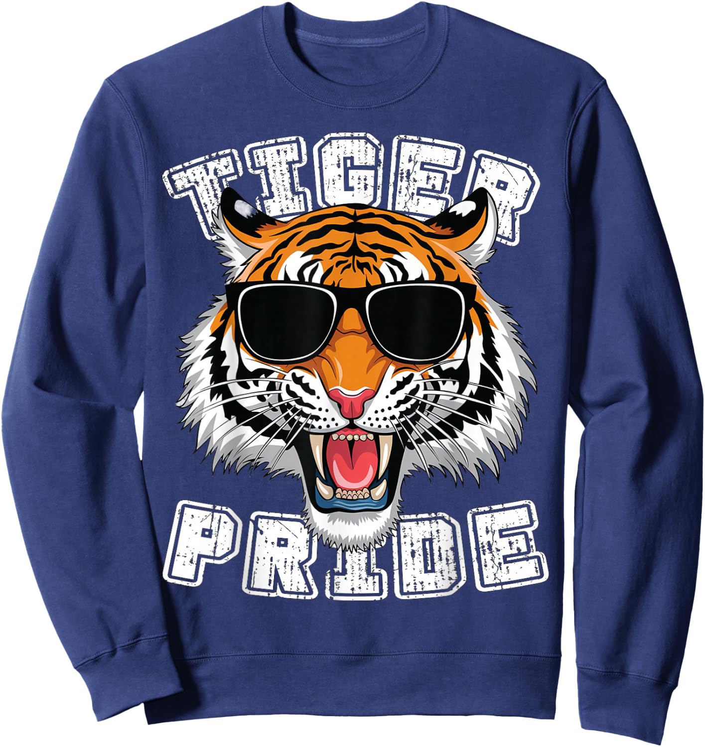 Tiger Pride Retro Tiger School Sports Team Sweatshirt - Sweatshirt | Navy