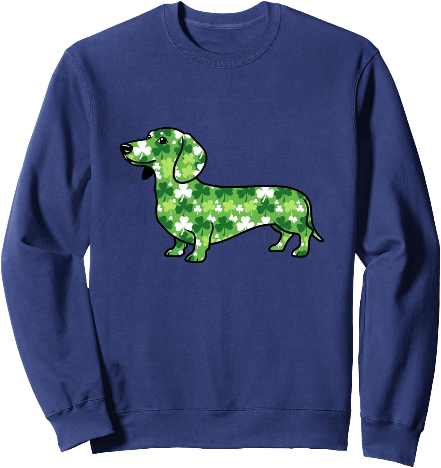 Dachshund Shamrock St Patricks Day Funny Dog Sweatshirt - Sweatshirt | Navy