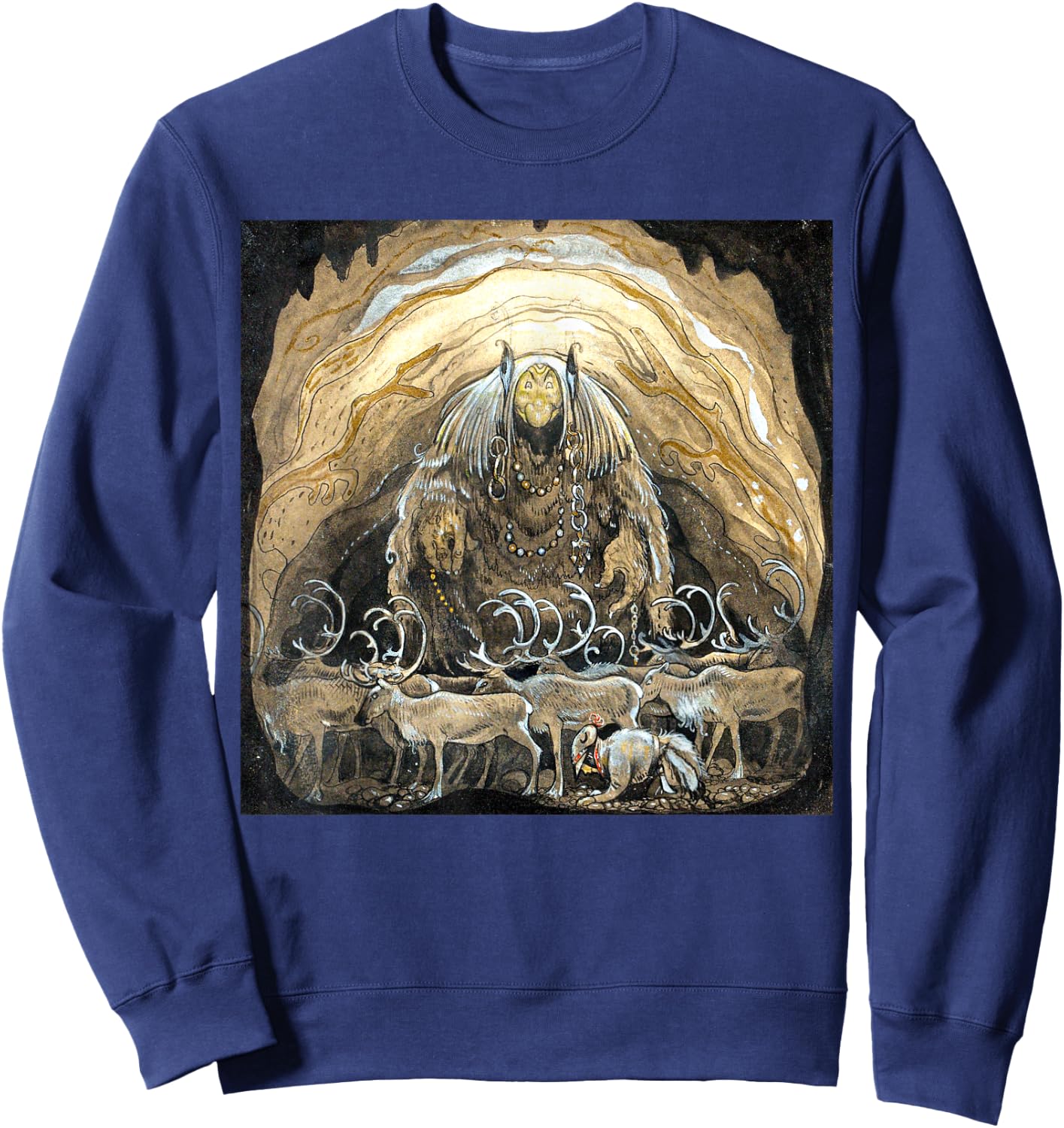 The Yule Goat John Bauer Swedish Folklore Fairy Tale Sweatshirt - Sweatshirt | Navy