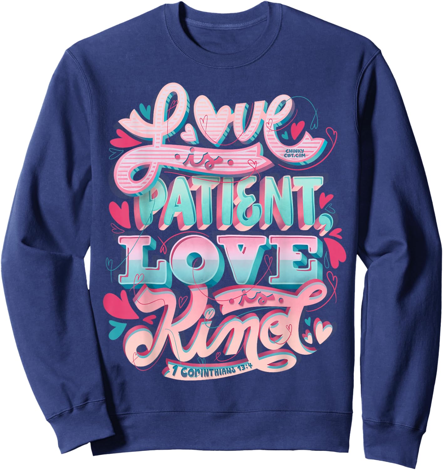 Love Patient Kind 1 Corinthians 13:4 Loving Marriage Bible Sweatshirt - Sweatshirt | Navy