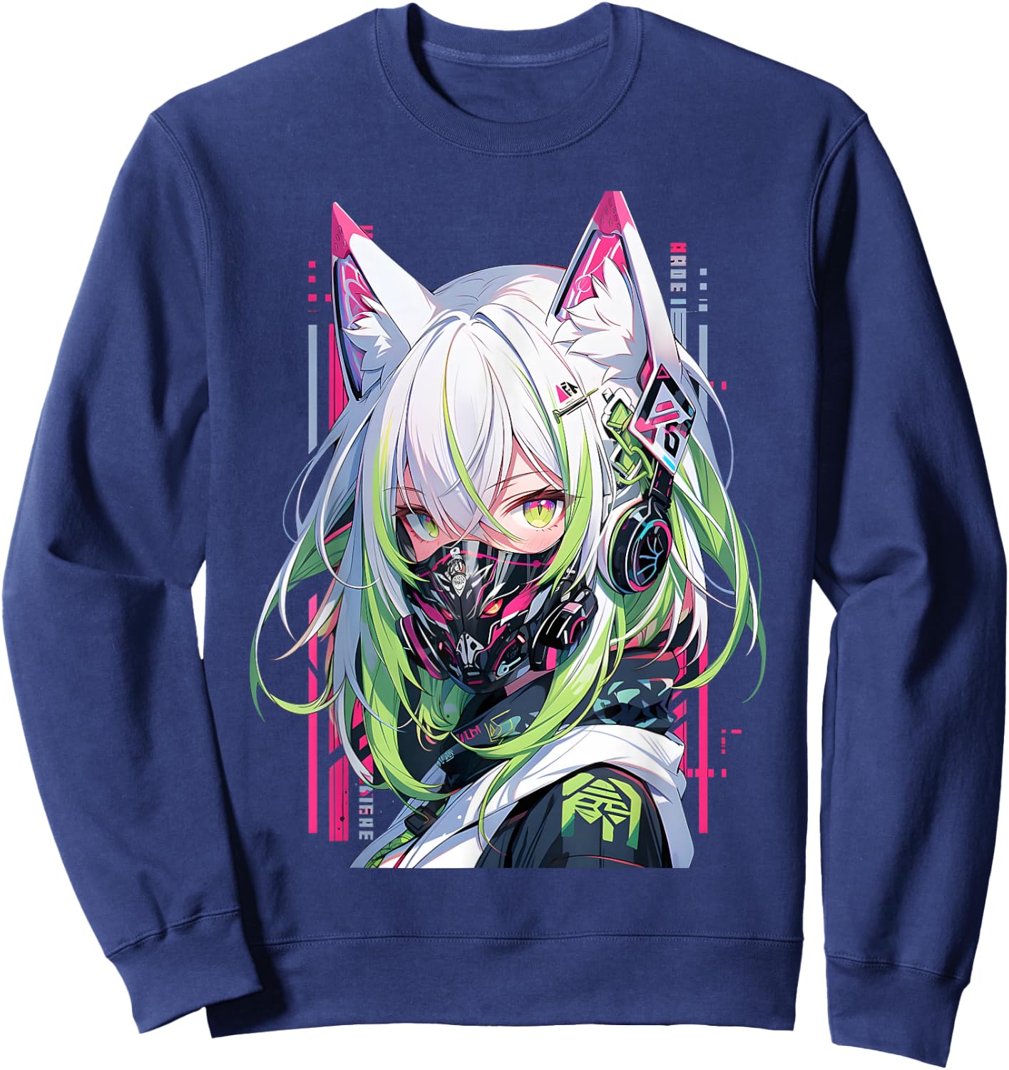 Manga Anime Aesthetic Cyberpunk Techwear Harajuku , black Sweatshirt - Sweatshirt | Navy