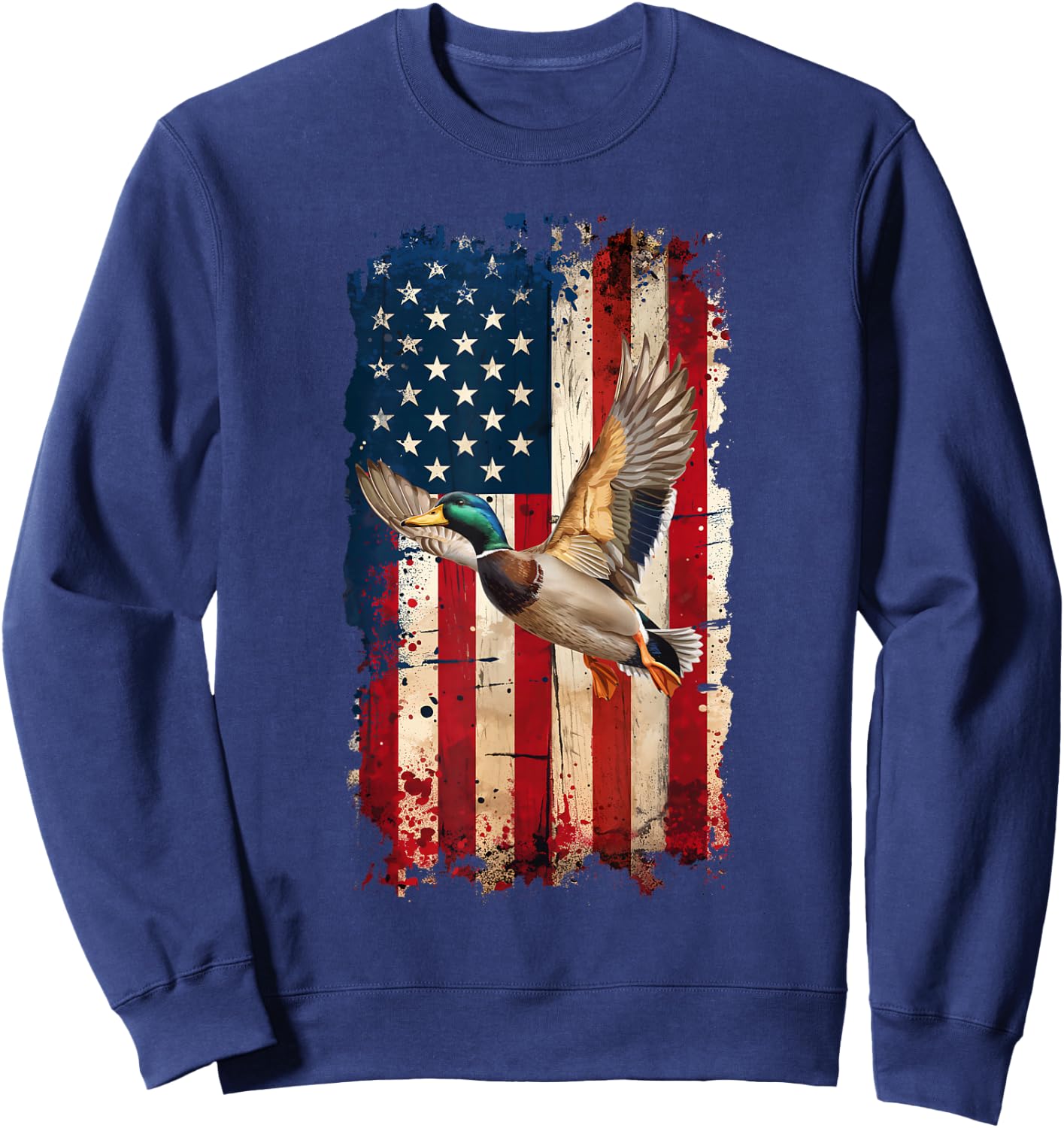 American Flag Duck Hunter Waterfowl Hunting Sweatshirt - Sweatshirt | Navy