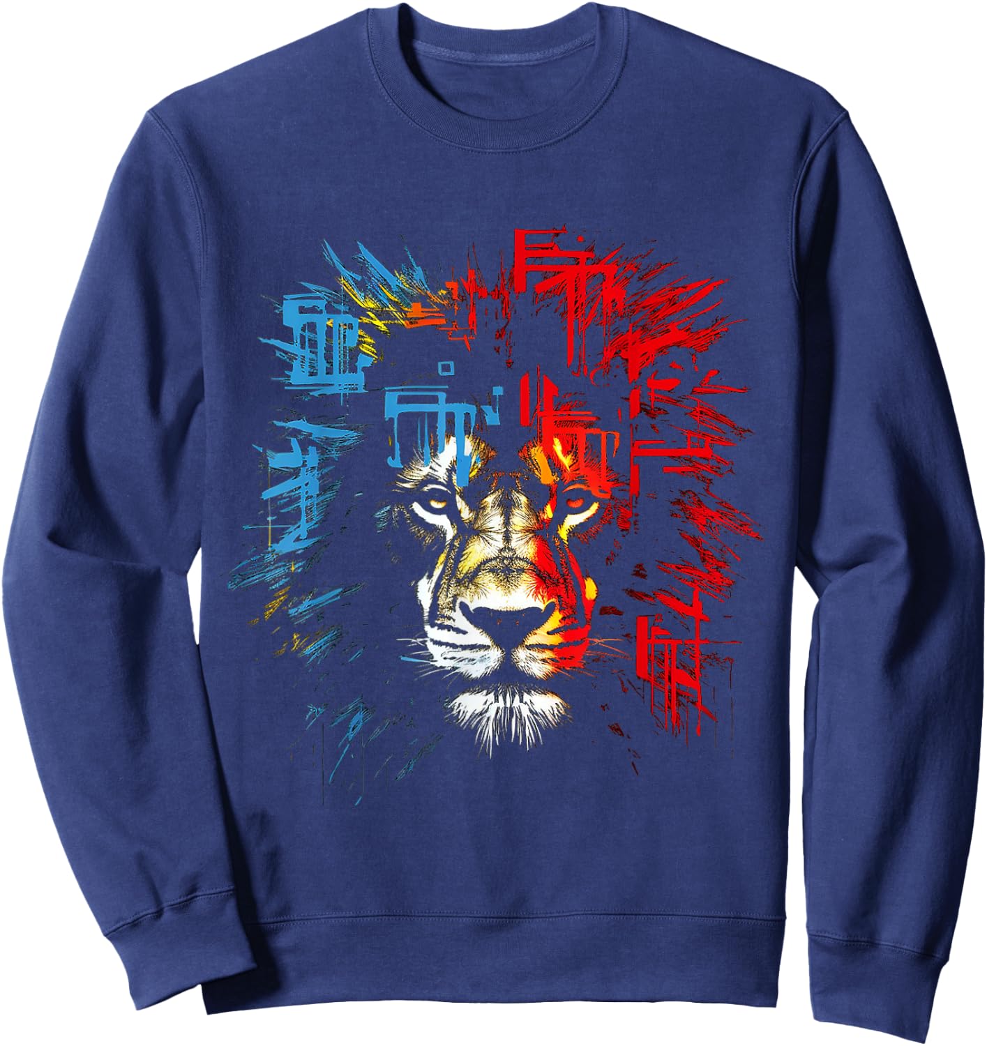 Löwe Zeichnung Abstrakt Tierliebhaber Grafik Löwe Sweatshirt - Sweatshirt | Navy