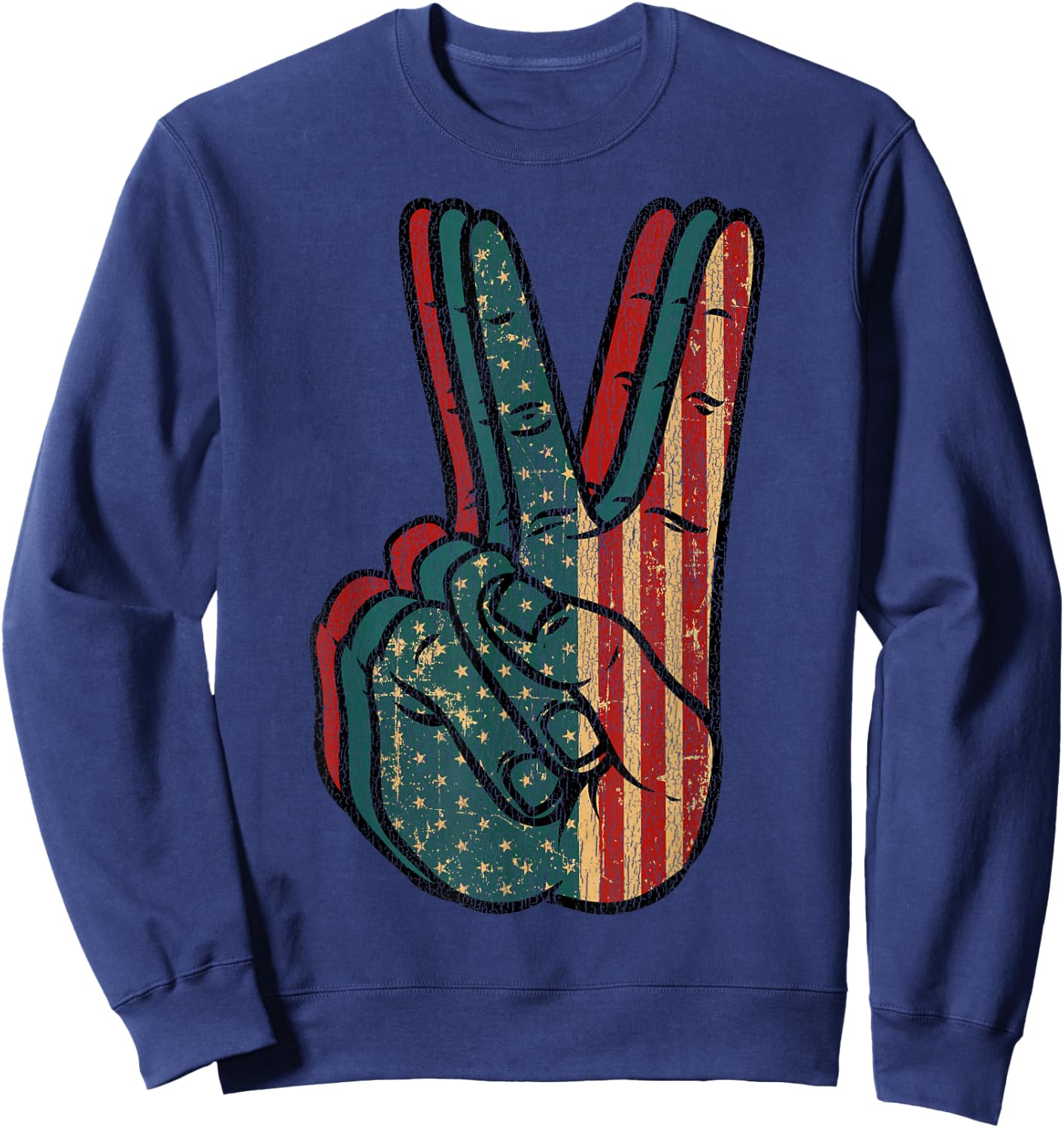 Retro Peace Vintage 60's 70's Hippie Gift Sweatshirt - Sweatshirt | Navy