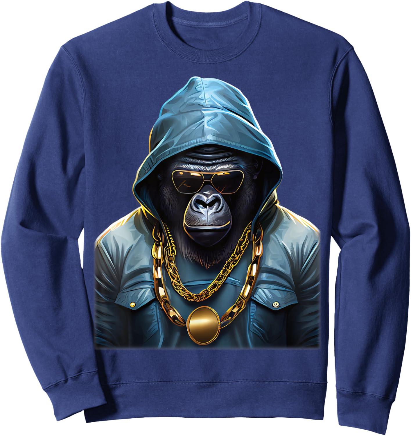 Rapper Gorilla I Retro Hip Hop I Gorilla Hip Hop Gangster , black Sweatshirt - Sweatshirt | Navy