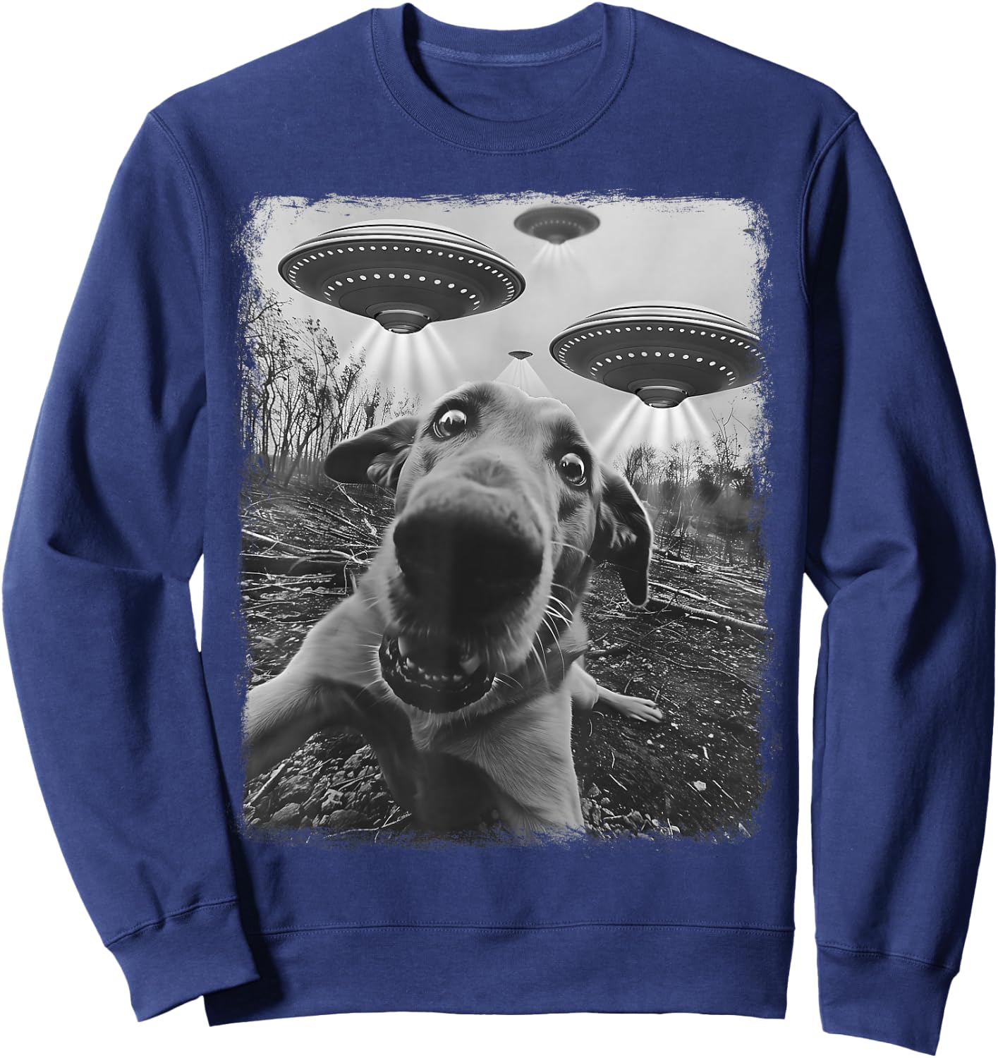 Chesapeake Bay Retriever Dog UFO Alien Extraterrestrial Sweatshirt - Sweatshirt | Navy