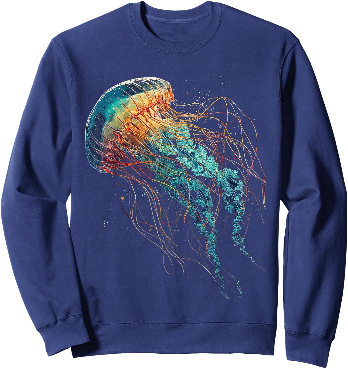 Jellyfish Fantasy Colorful Animal Art Graphic Jellyfish Sweatshirt - Sweatshirt | Navy
