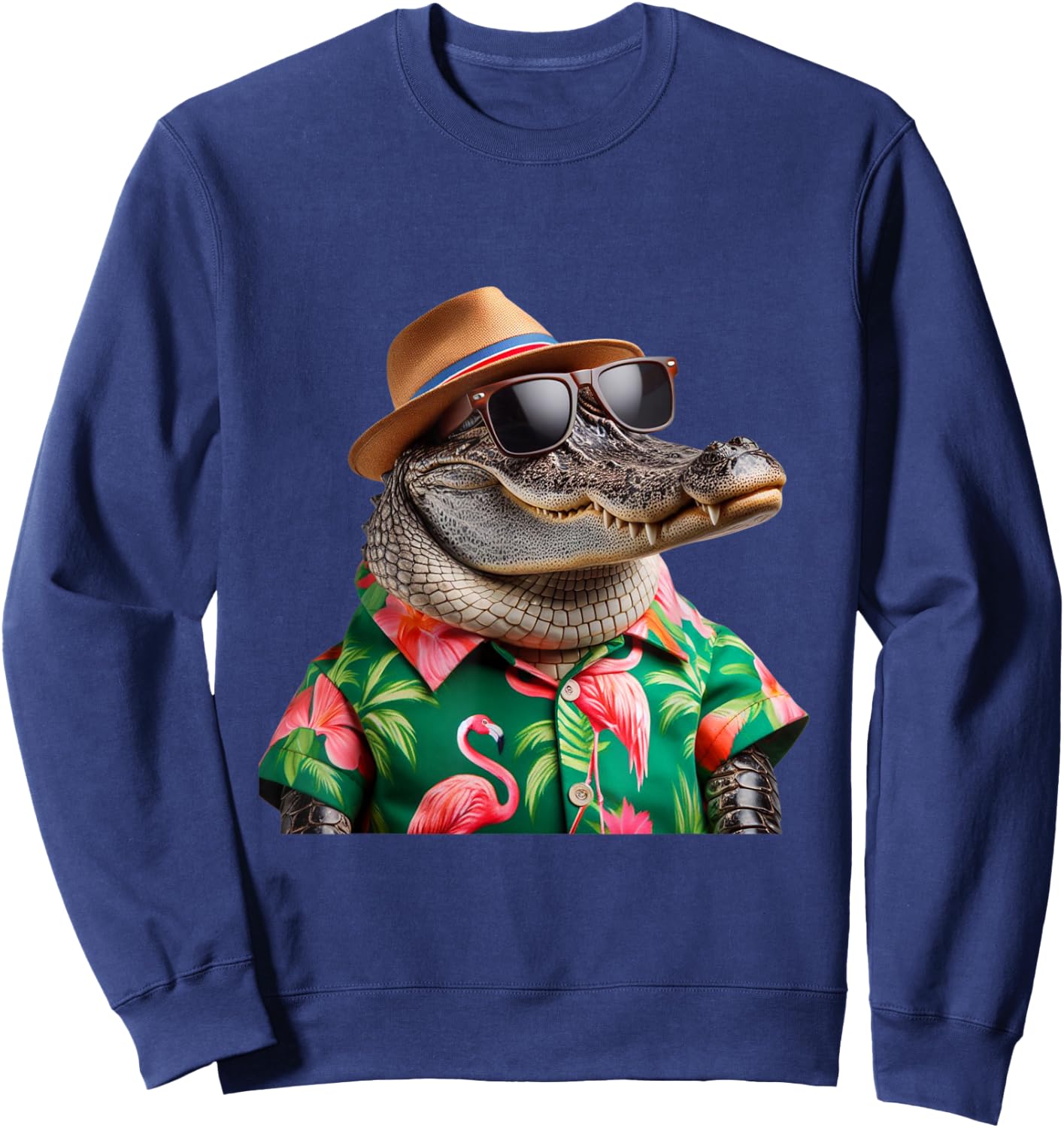 Florida Alligator Hawaiian Shirt Funny Vacation Gator Art Sweatshirt - Sweatshirt | Navy