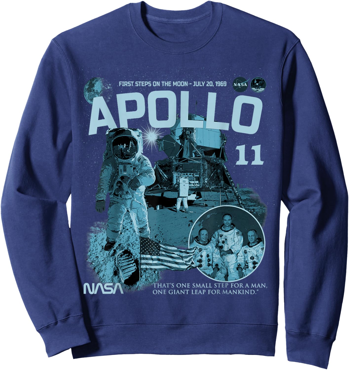 NASA Apollo 11 Mission July 20, 1969 Sweatshirt - Sweatshirt | Navy