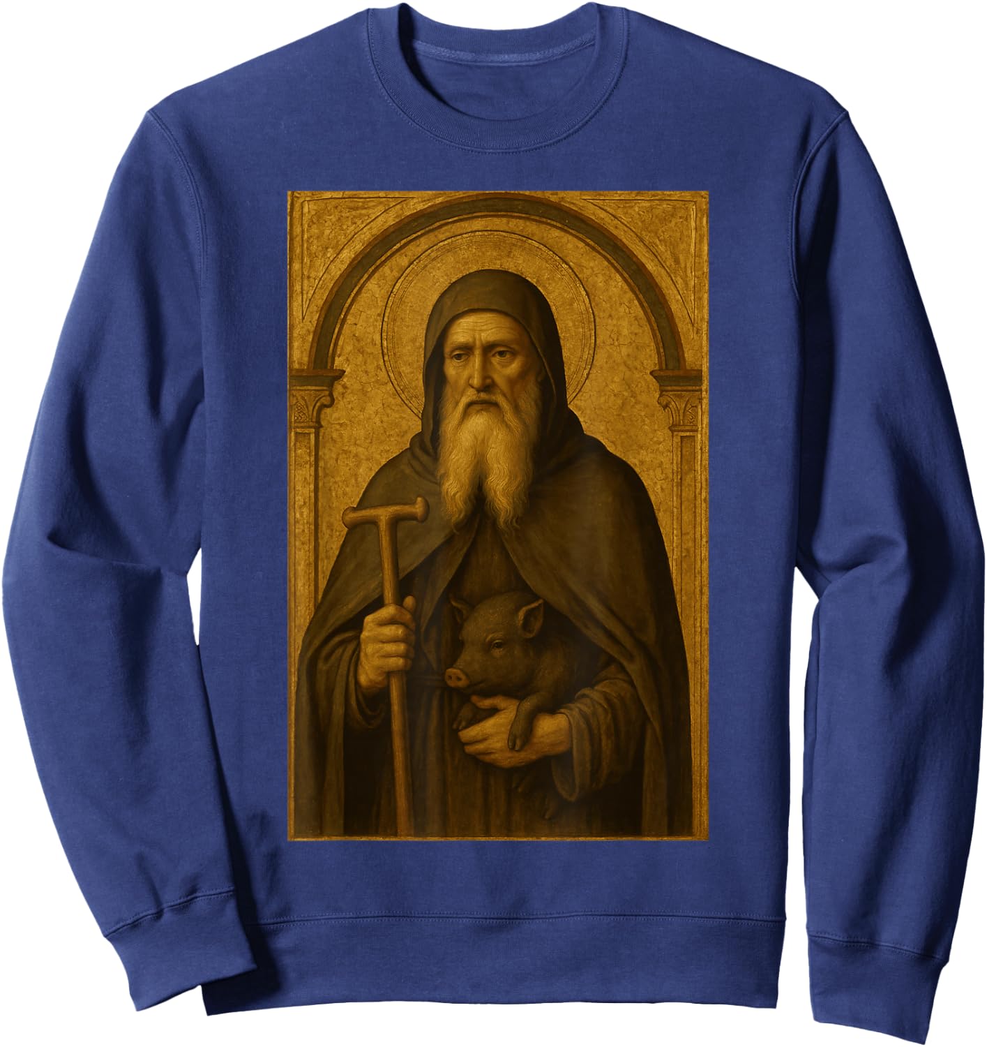 Icône catholique de Saint Antoine abbé Sweatshirt - Sweatshirt | Navy