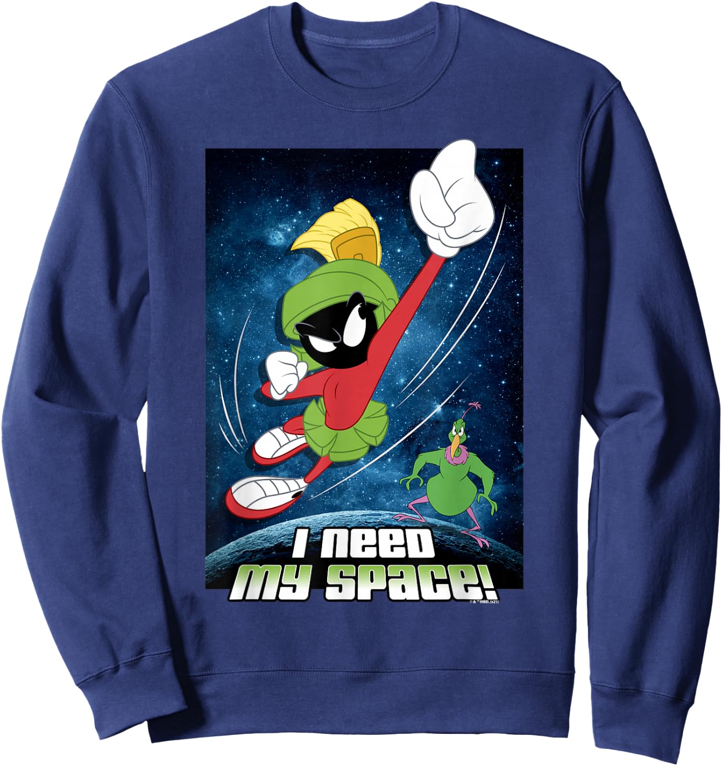 Looney Tunes Marvin & Instant Martian Need Space Poster Sweatshirt - Sweatshirt | Navy