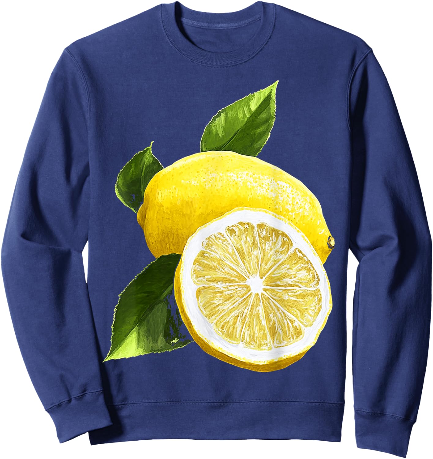 Lemon Lemon Pattern Illustration, Black, S Sweatshirt - Sweatshirt | Navy