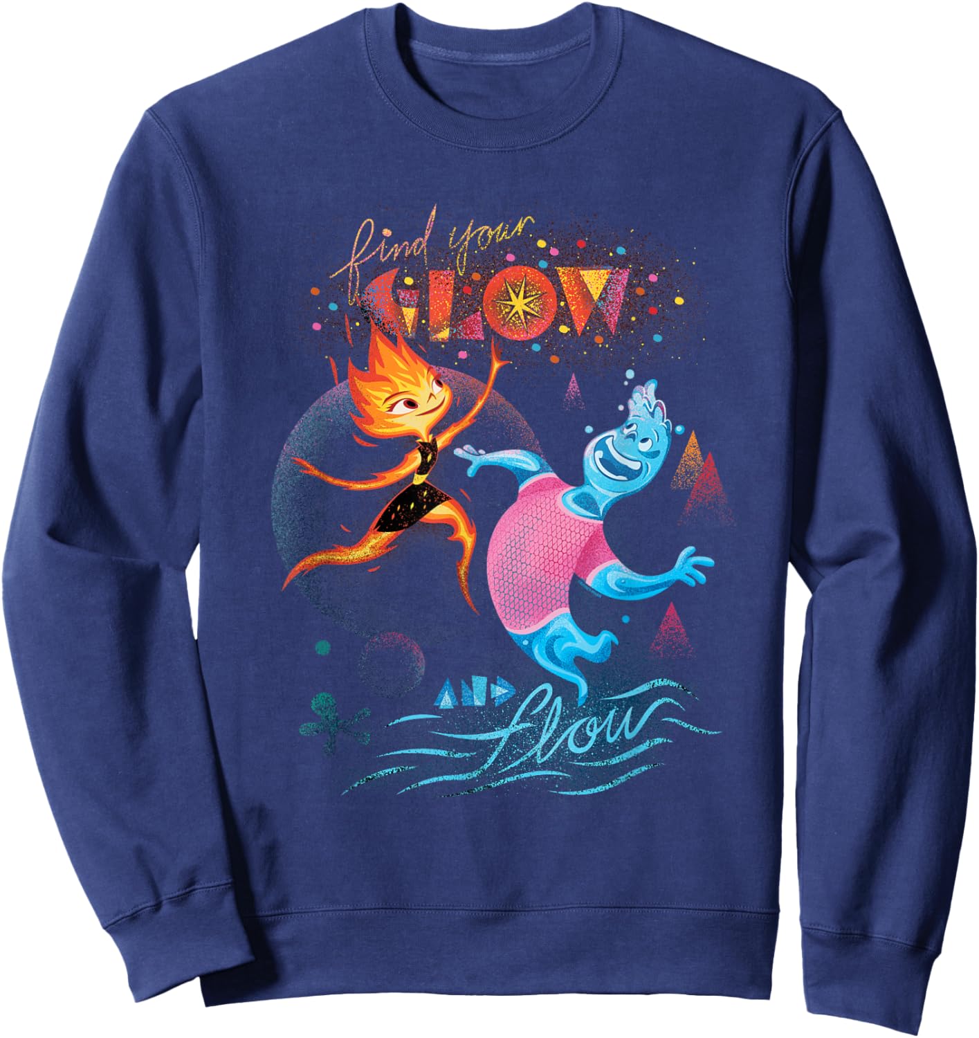 Disney and Pixar's Elemental Find Your Glow and Flow , black Sweatshirt - Sweatshirt | Navy