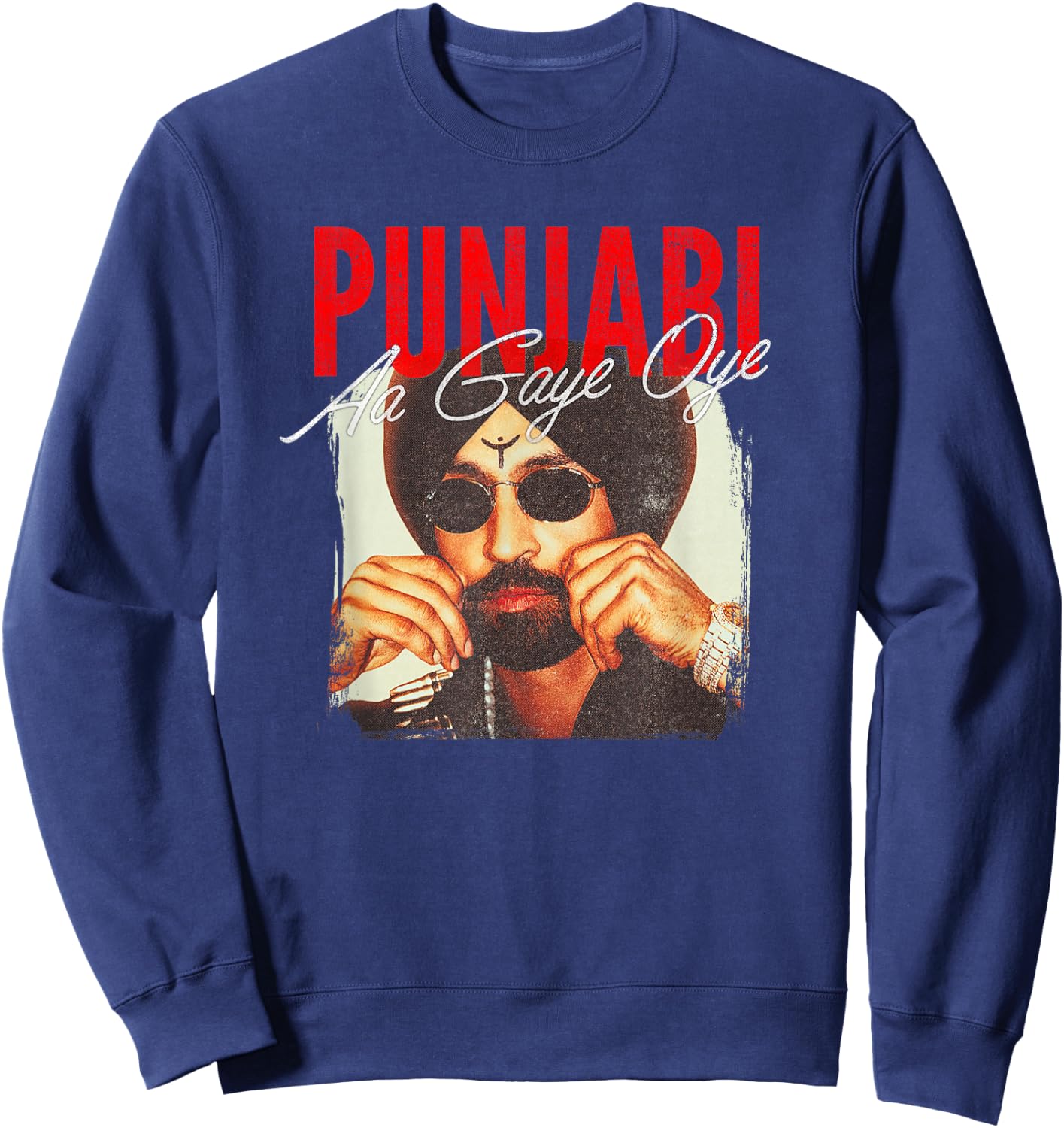 Diljit Aura Punjabi Aa Gaye Oye Sweatshirt - Sweatshirt | Navy