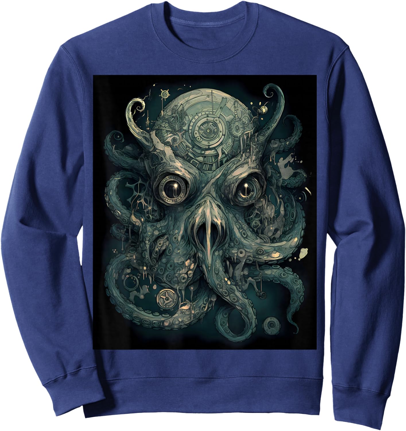 Octopus Steampunk Cyber Grunge Fantasy Women Men Sweatshirt - Sweatshirt | Navy