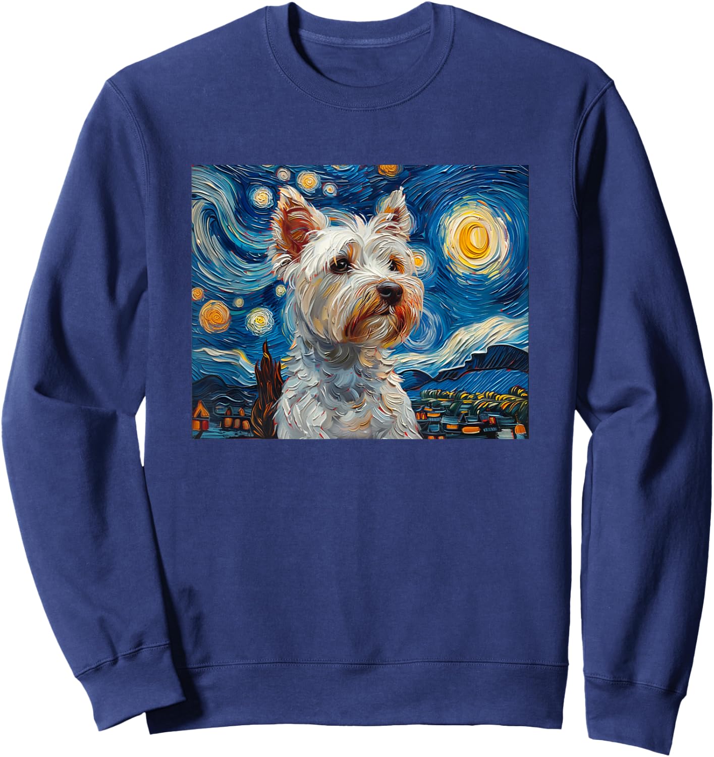 Cute Kids Mom Art Starry Nights Westie Dog Lover Sweatshirt - Sweatshirt | Navy