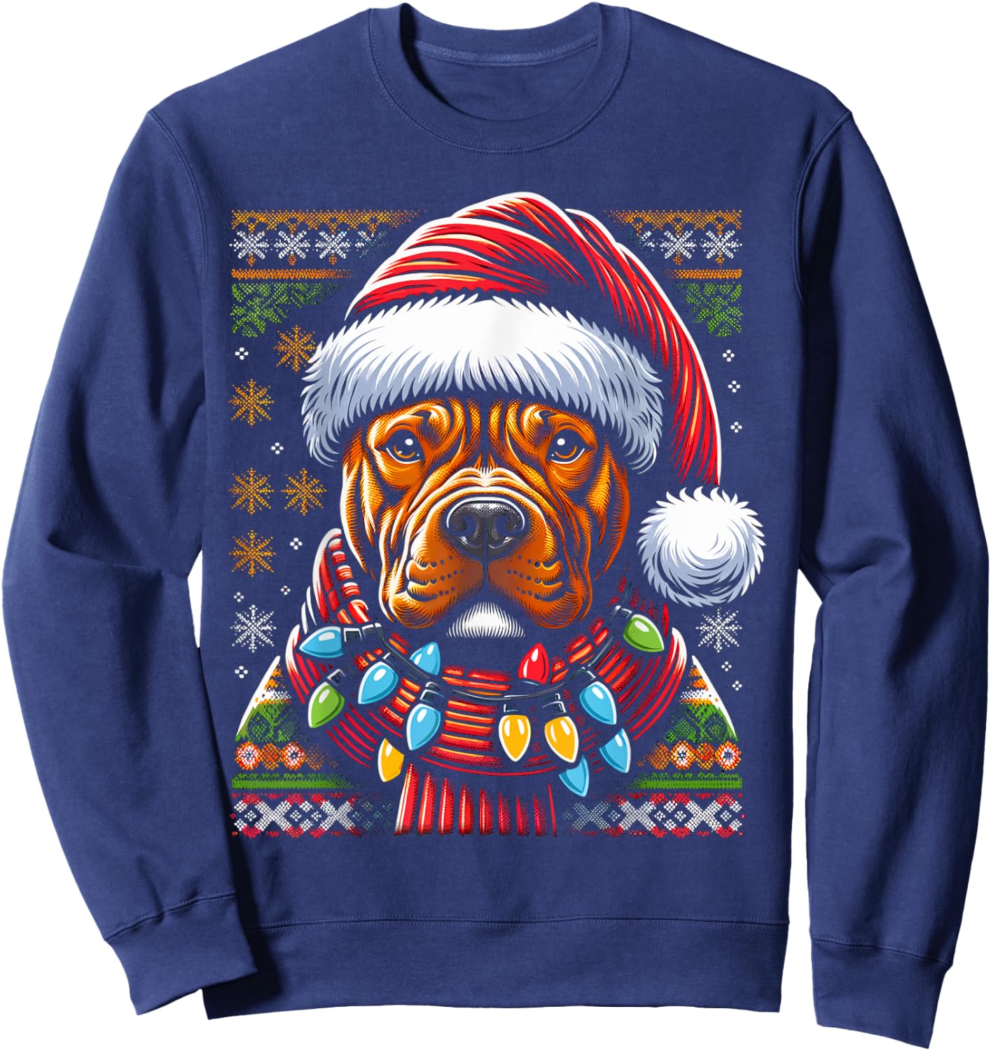 Christmas Pit bull Xmas Pit Bull Mom Dog Lover Santa Sweatshirt - Sweatshirt | Navy