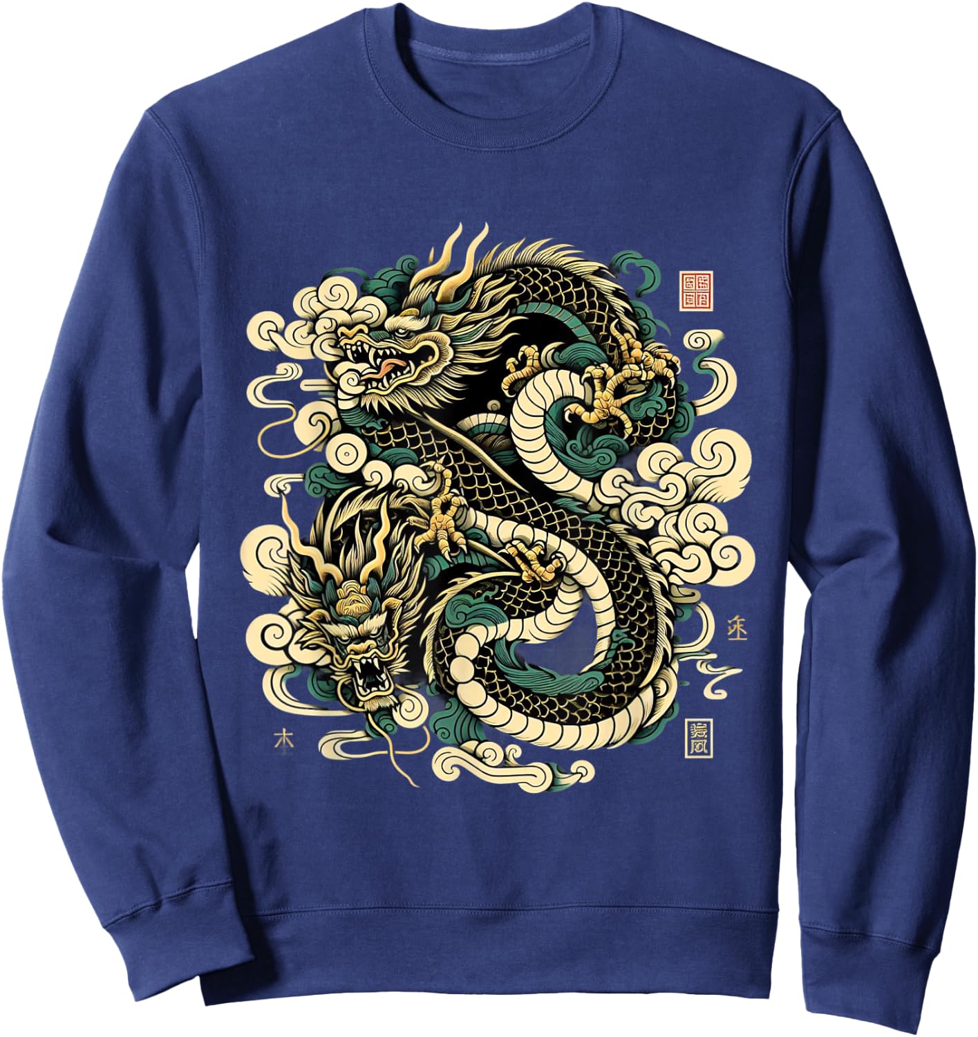 Dragon Aesthetic Japanese Culture Tokyo inspired asian Sweatshirt - Sweatshirt | Navy
