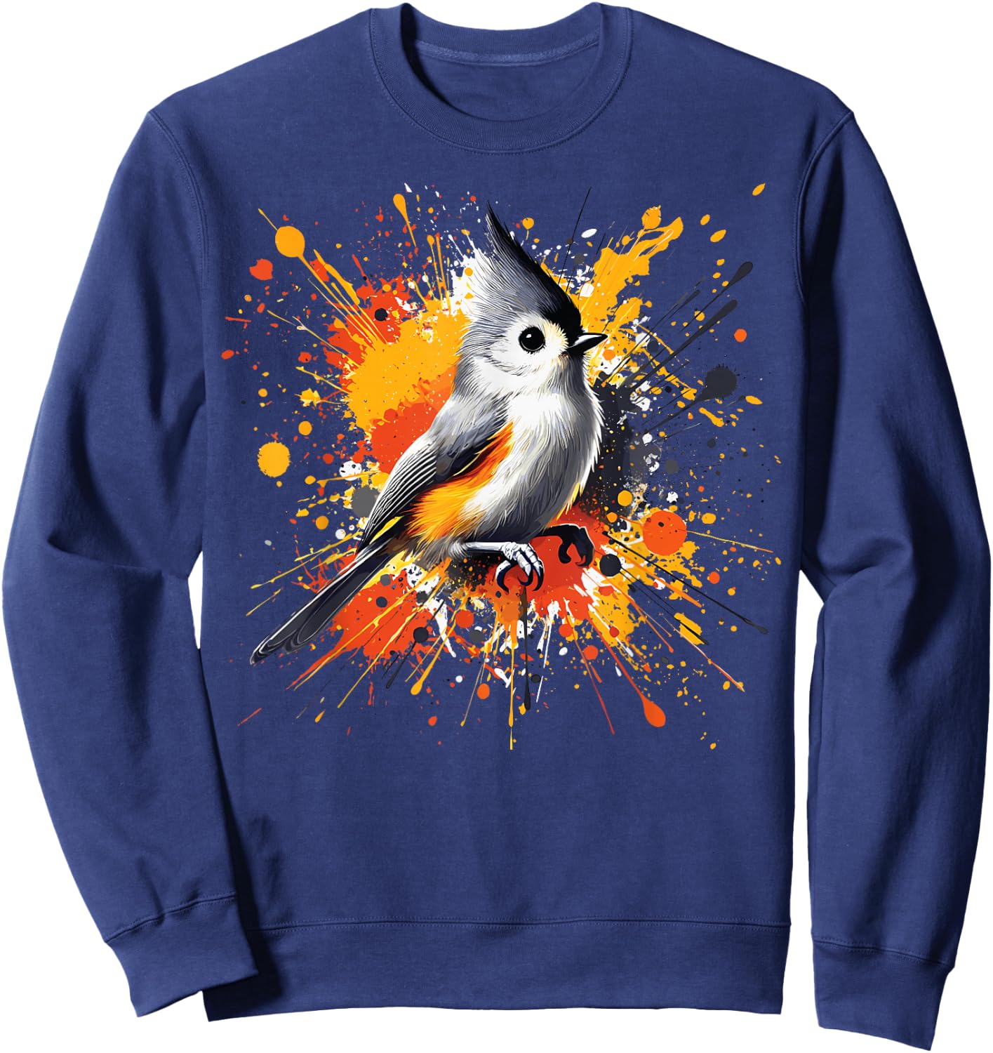 Tufted Titmouse Bird Illustration, Tufted Titmouse Sweatshirt - Sweatshirt | Navy