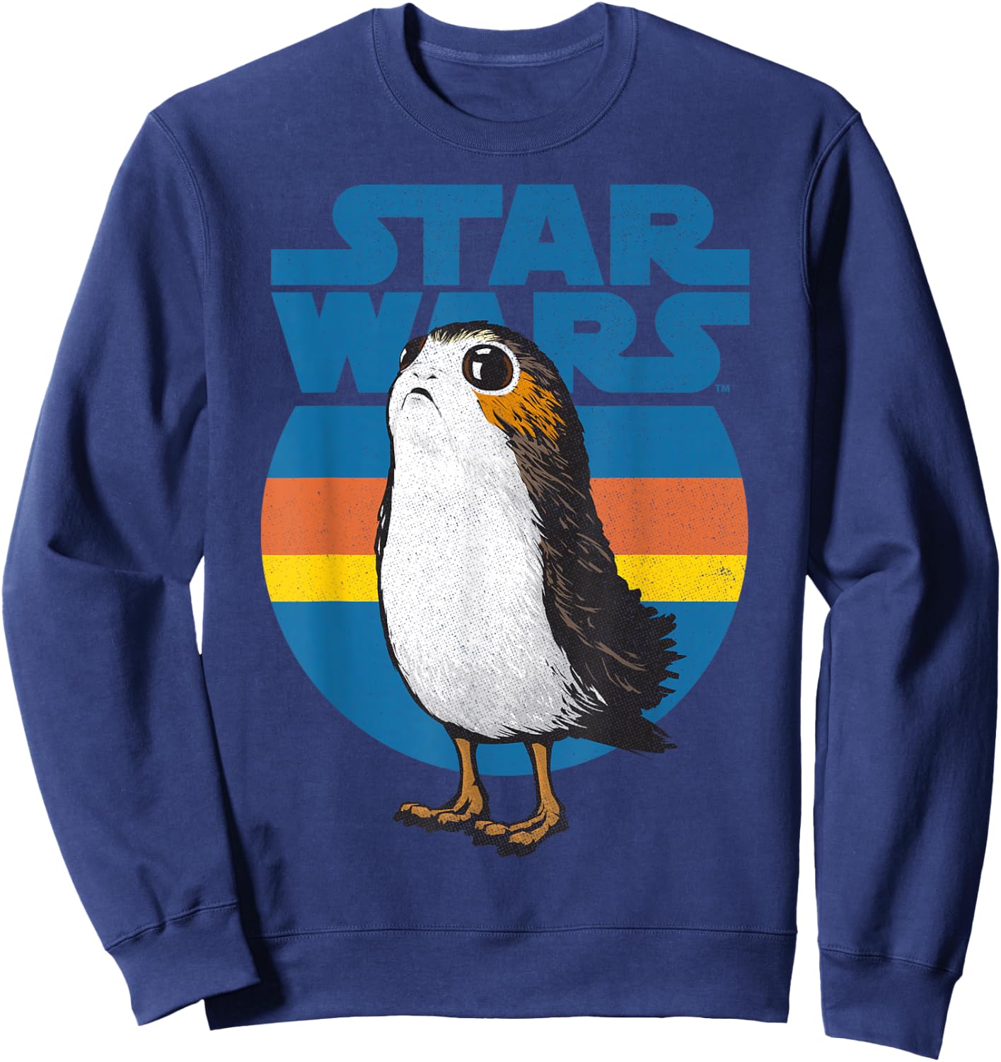 Star Wars Last Jedi Porg Retro Stripes Logo Graphic Sweatshirt - Sweatshirt | Navy