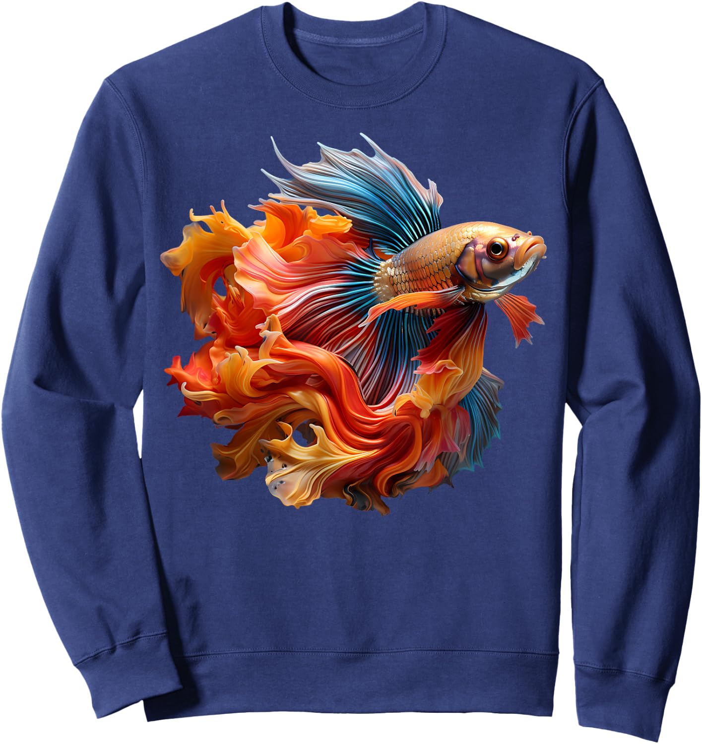 Fish Makes Life Betta Siamese Betta Aquascaping Sweatshirt - Sweatshirt | Navy
