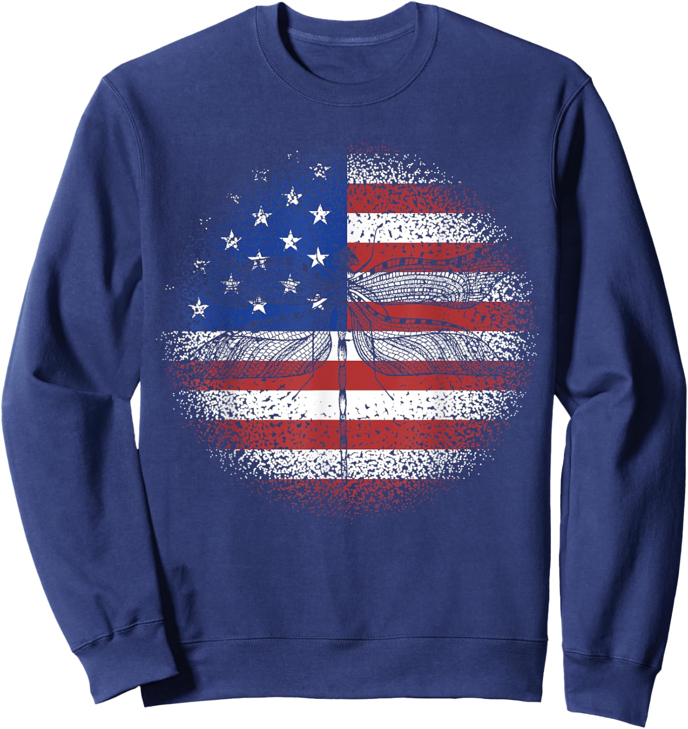 Dragonfly American Flag USA Patriotic 4th Of July Women Kids Men Sweatshirt - Sweatshirt | Navy